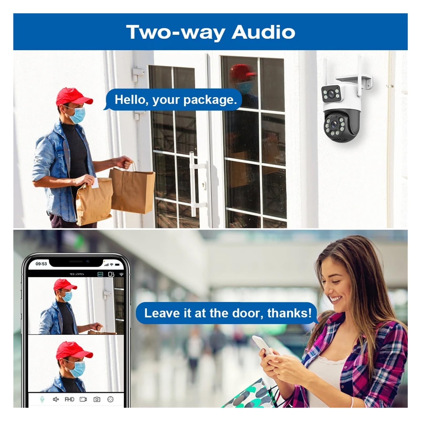 Telecamera esterna WiFi PTZ a doppio obiettivo 4K da 8 MP