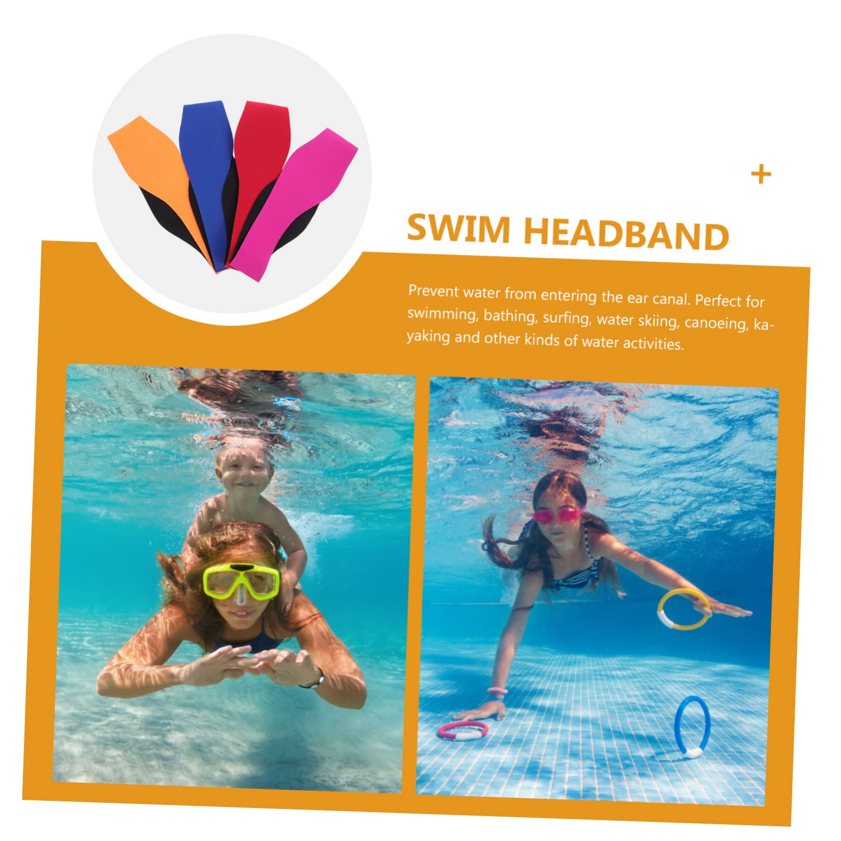 NAMOARLY 4pcs Swim Ear Covers for Women Men Boys and Girls Neoprene Shower Headband Comfortable Bathing Ear Protection Band