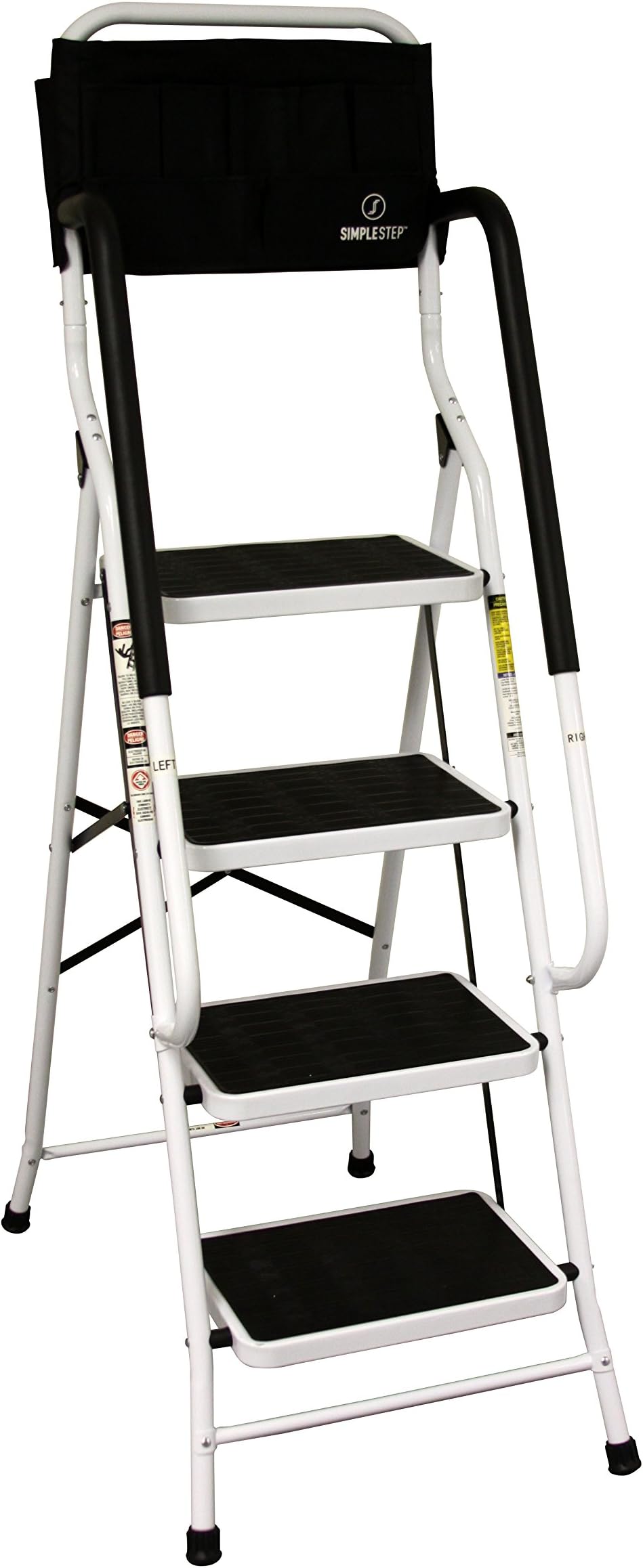Allstar Innovations Simple Step 2 in 1 Step Stool and Ladder with Safety Rails and Bonus Ladder Caddy