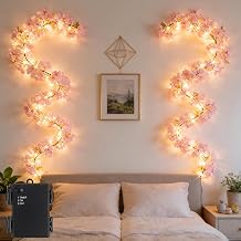 Cherry Blossom Led Lights 7.9Ft 80 LED Battery for Wall | Cherry Blossom Led Lights 7.9Ft 80 LED Battery Operated With Timer Bendable Artificial Flower Garland For Bedroom