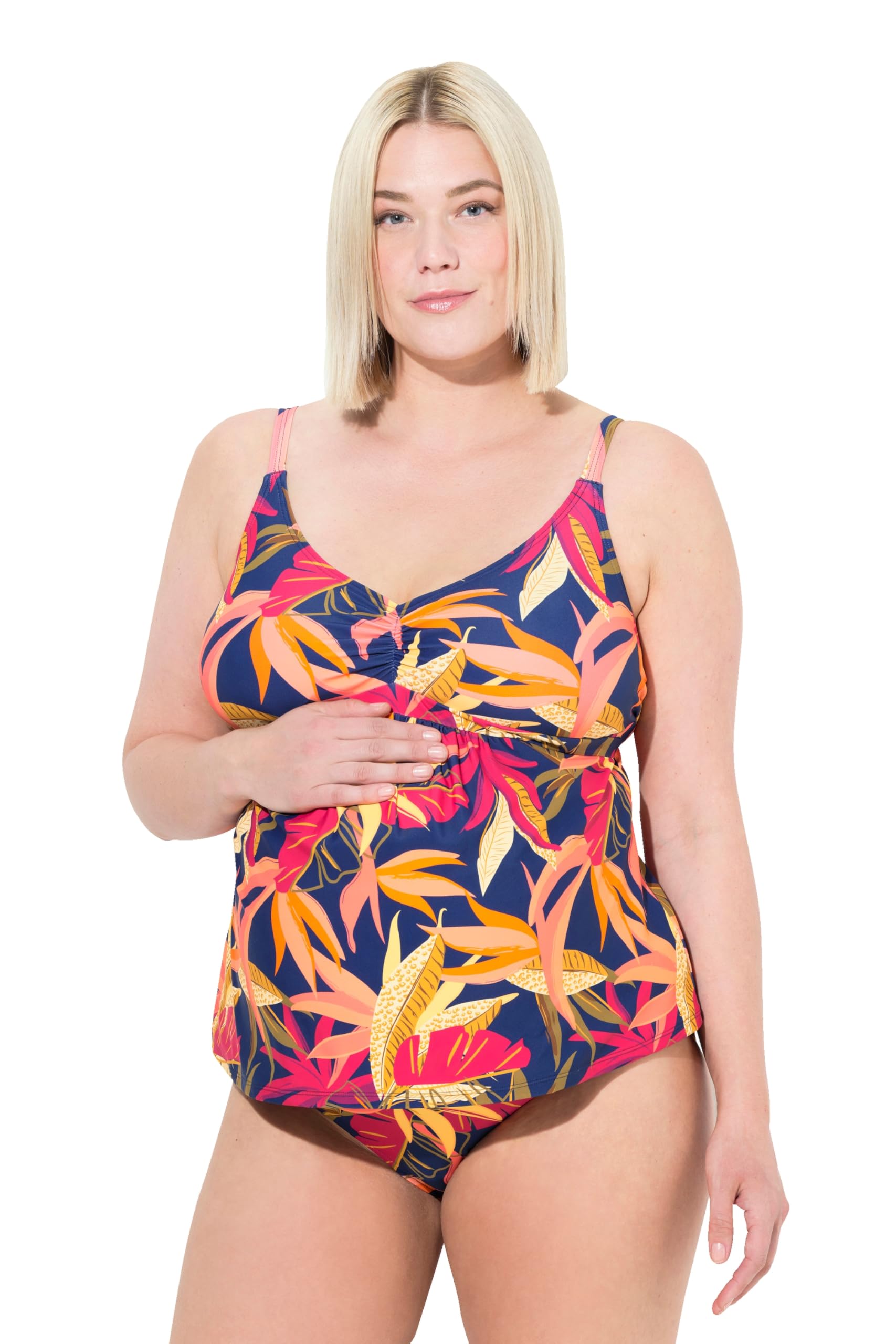Ulla Popken Damen große Größen Übergrößen Plus Size Tankini, Wald-Muster, ohne Softcups, recycelt 835103