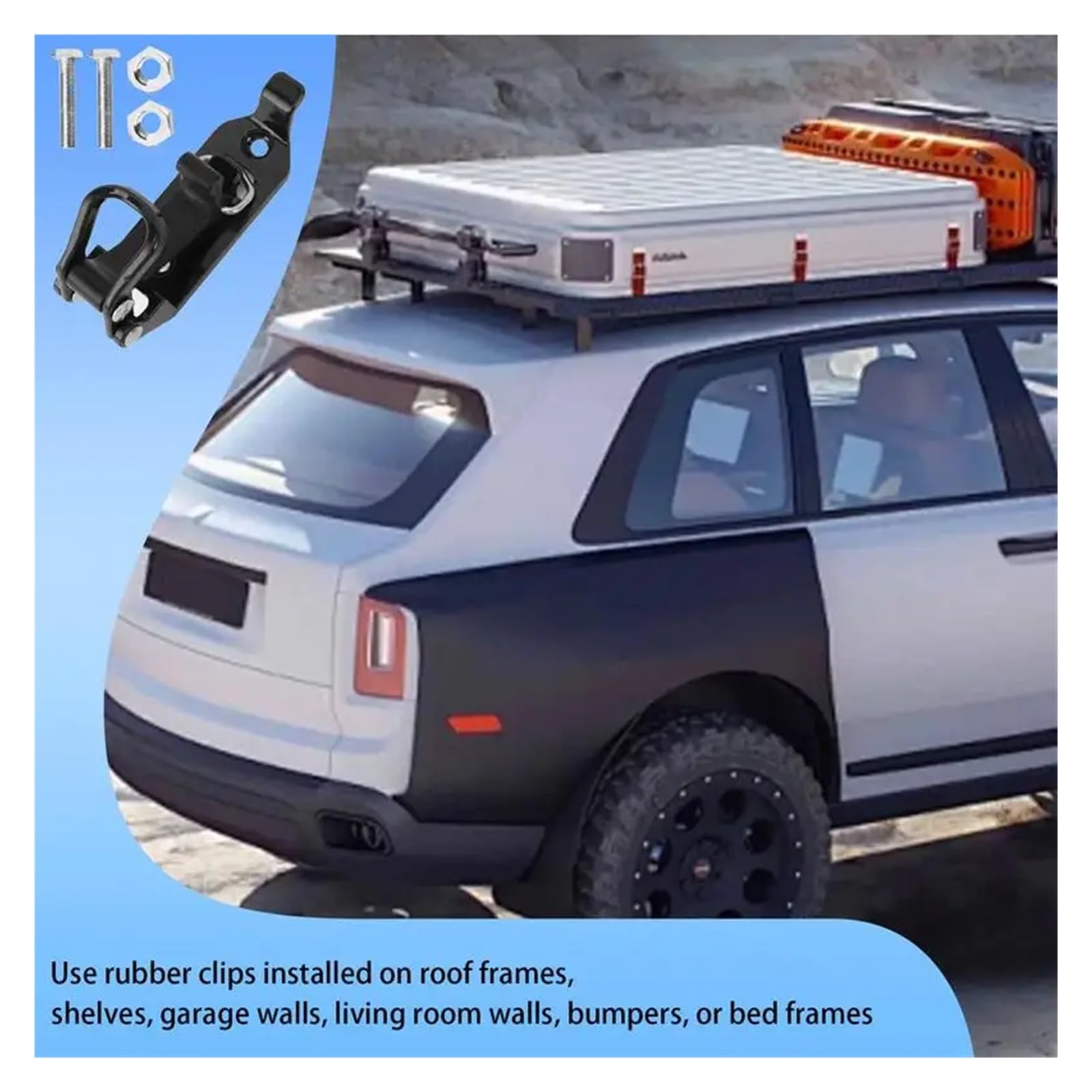 Dachkorb-Montagehalterungen Autodachträgerklemme 62 Pfund Tragfähigkeit Dachträgerklemmen for Axtschaufelboote Zinklegierung FüR Offroad DachgepäCkträGer(Black)