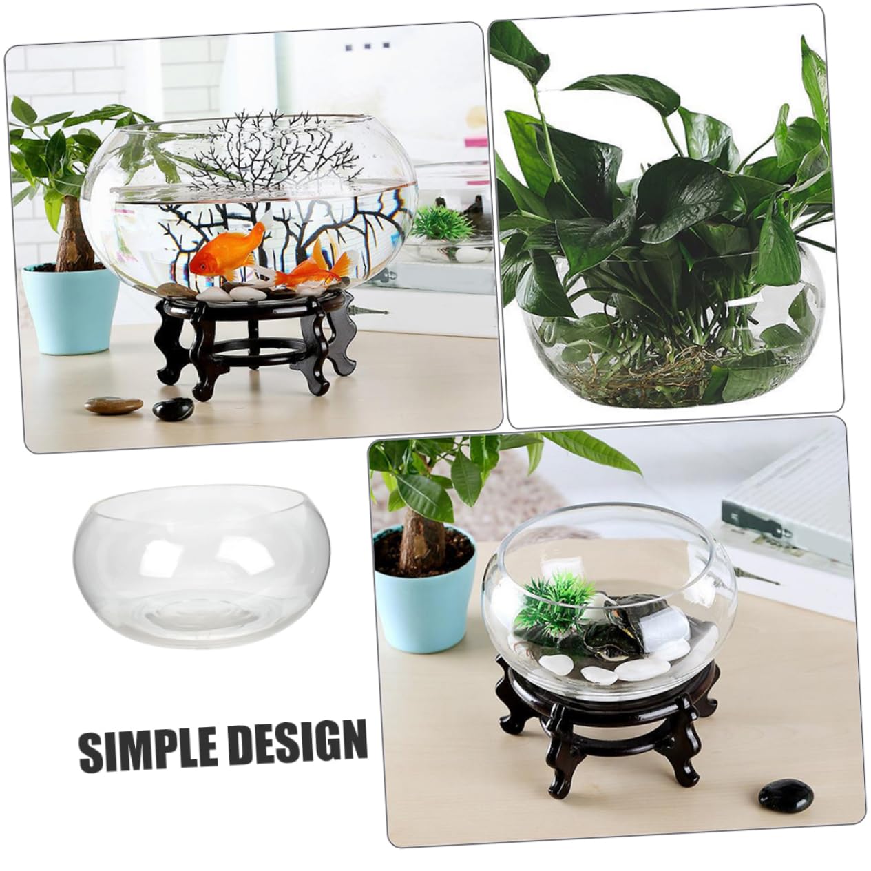 3 Piezas pecera Redonda de Escritorio florero Floral Transparente tazón de plantación de narcisos peceras Bol Acuario pequeño Pecera Transparente plantador de Plantas hidropónicas BESPORTBLE