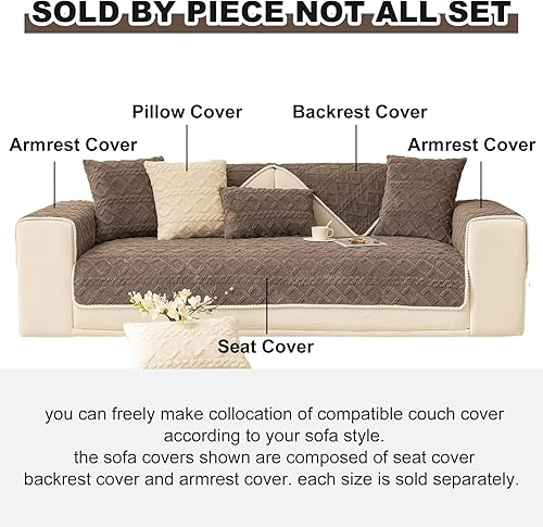 Miniatura 2 de vctops Fundas de sofá de jacquard geométrico de felpa para sofá de granja, funda neutra antideslizante seccional para sofá, funda suave y cálida