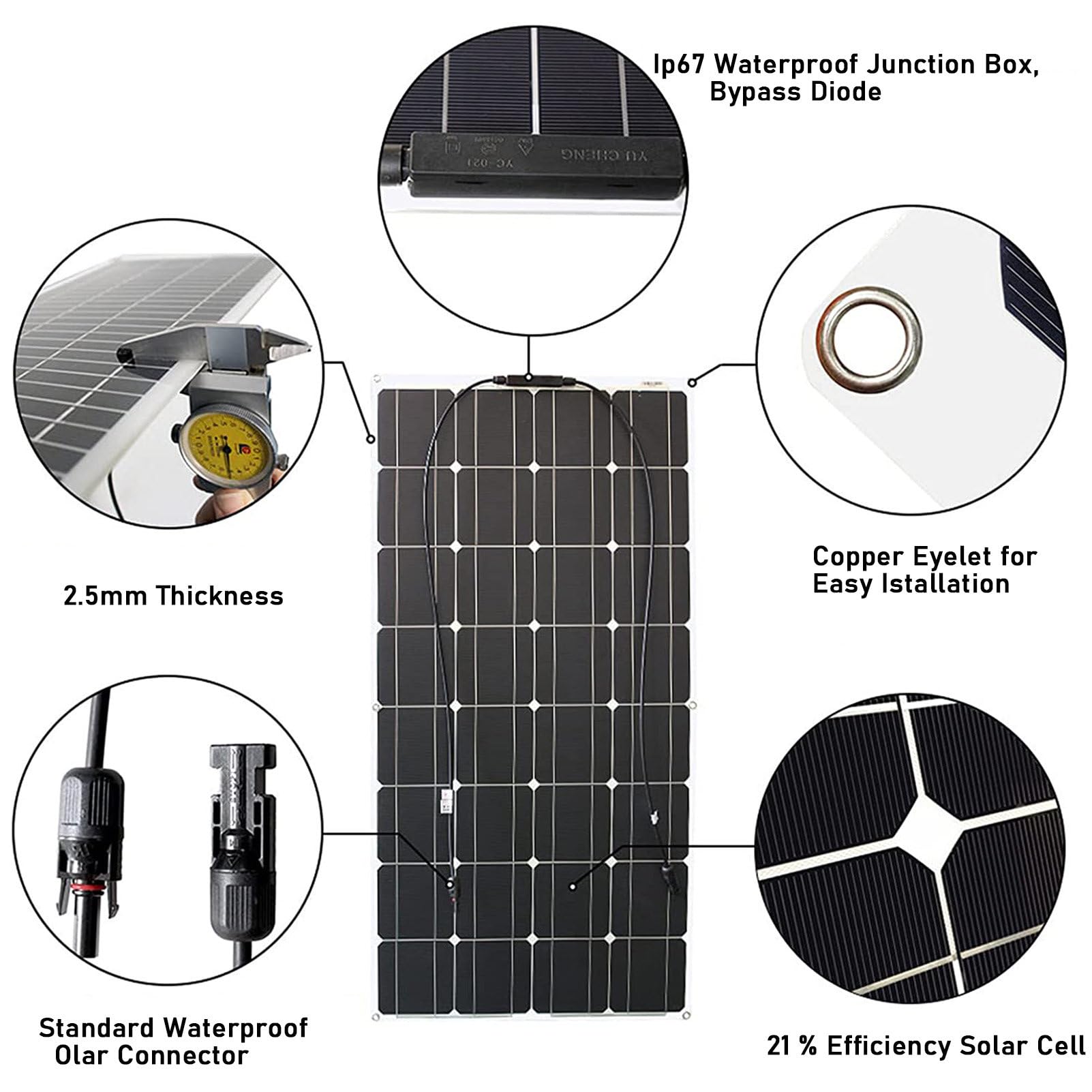 Kit pannello solare 800W monocristallino flessibile con controller 60A per casa caravan barca