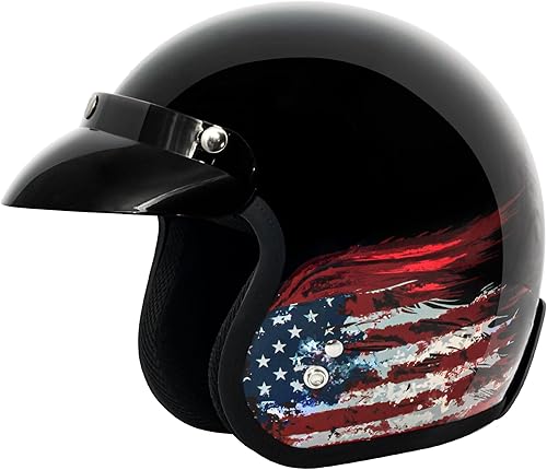 VCAN Casco de motocicleta V85C 34 de cara abierta aprobado por DOT