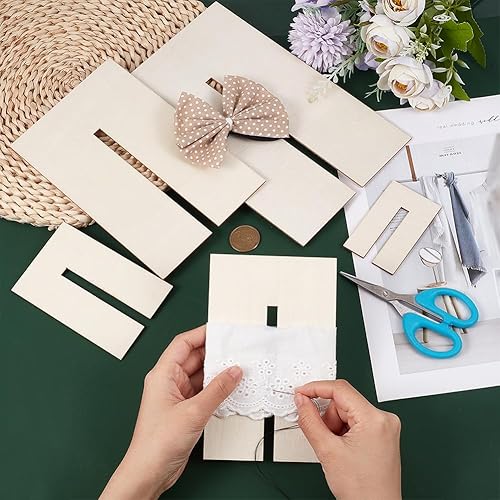 Miniatura 3 de BENECREAT 5 plantillas para hacer lazos, tableros de madera para coser manualidades, herramienta de costura para hacer cintas, cabello y regalos