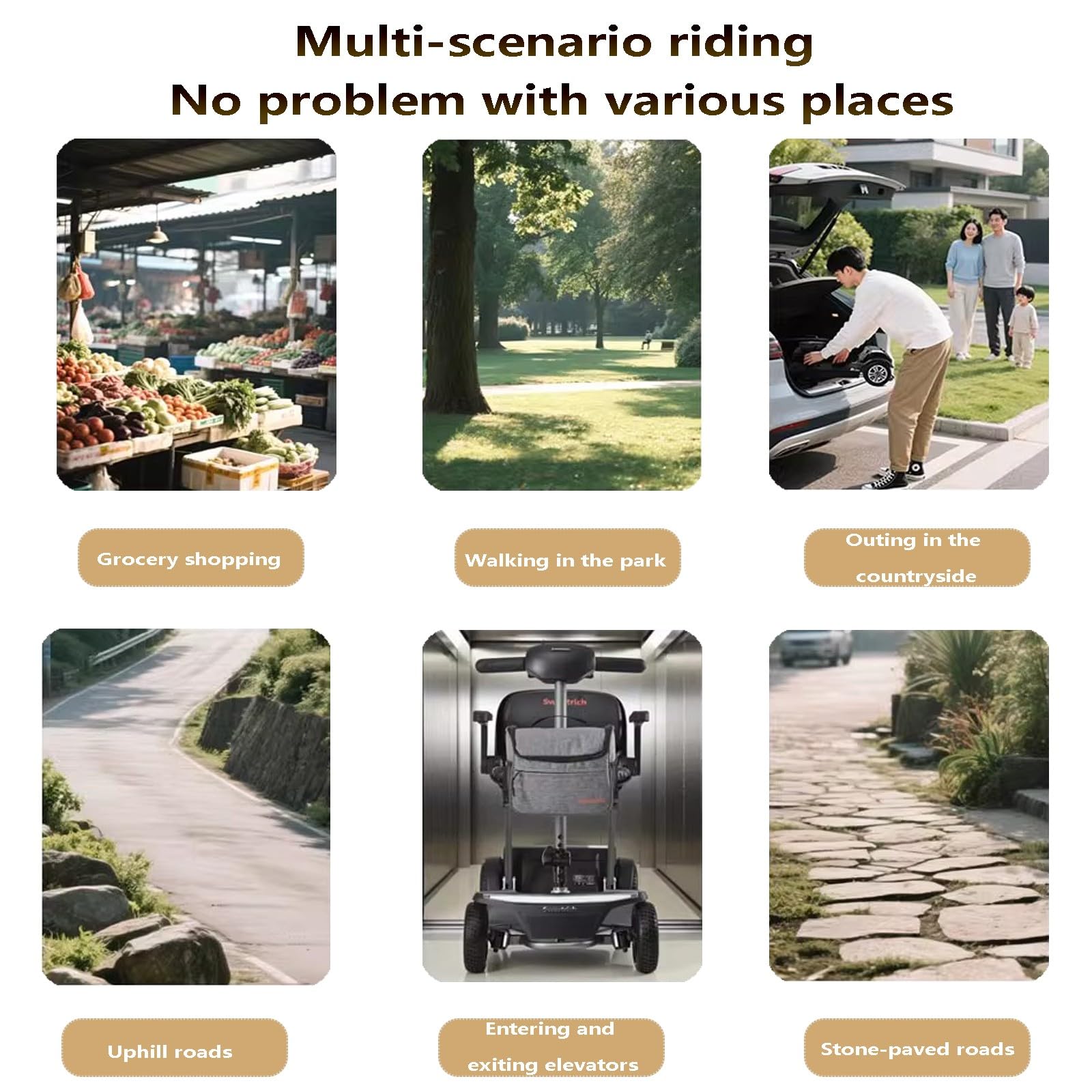 Scooters De Movilidad para Adultos,Scooter De Movilidad Plegable Y Ligero De 4 Ruedas, Equipado con Freno Electromagnético,para Personas Mayores, Adultos Y Personas con Discapacidad.