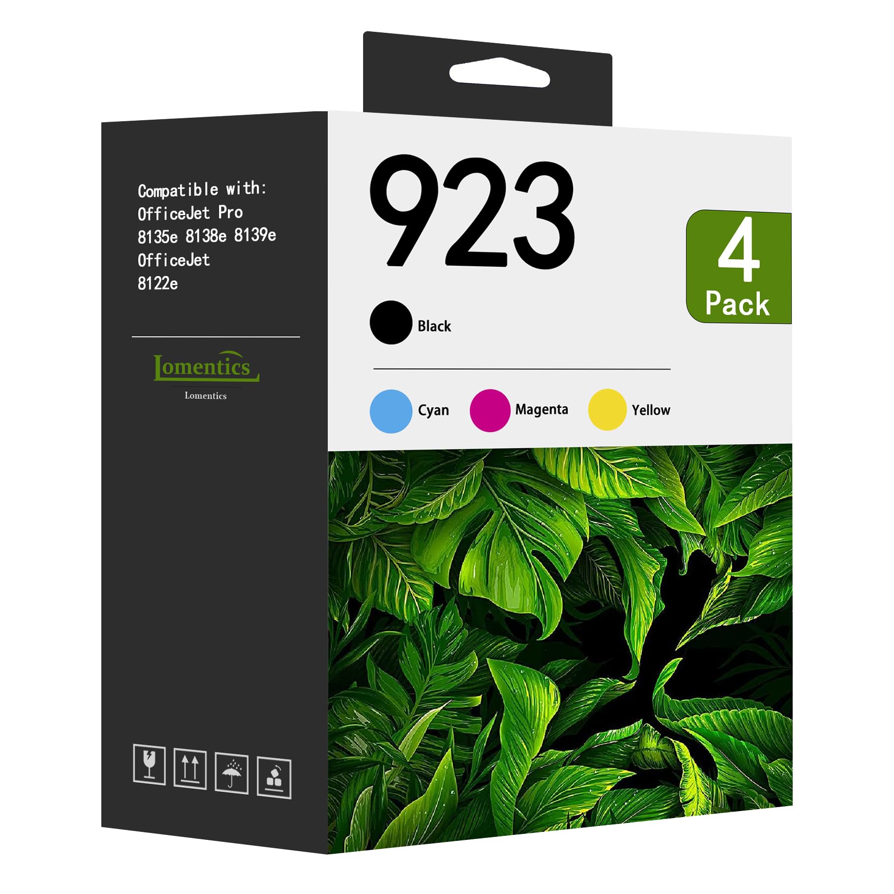 923 Ink Cartridge Combo Pack (4-Pack, Black/Cyan/Yellow/Magenta) - Lomenti Compatible for 923 Ink Cartridges use with OfficeJet 8122e OfficeJet Pro