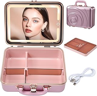 Estuche de maquillaje de viaje con espejo ilu...