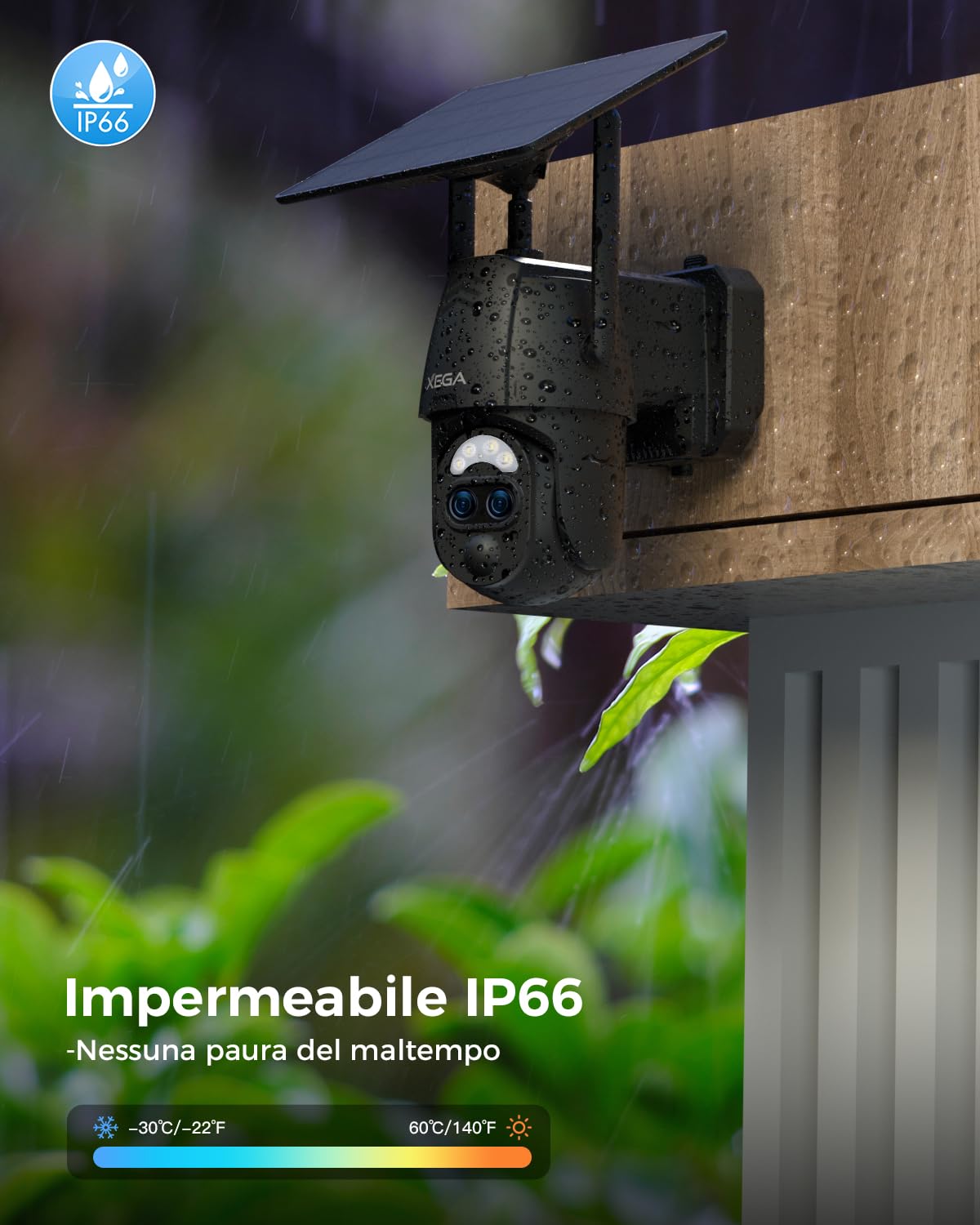 Xega 2K Telecamera Wi-Fi Esterno Solare【12X Zoom Ibrido】 Doppia Lente PTZ Videocamera Sorveglianza con AI Rilevamento Umano, Visione Notturna Colori, Audio Bidirezionale, 2.4GHz, IP66 | PTZ Videocamera Sorveglianza con AI Rilevamento Umano, Visione Nottur