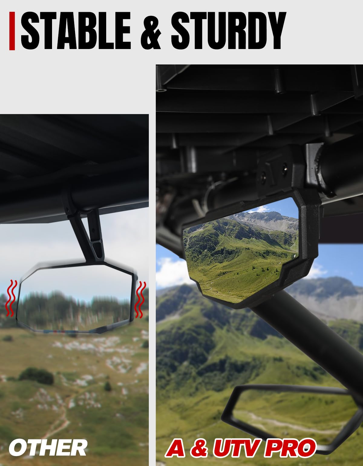 KIWI MASTER Rear View Mirrors For Polaris RZR XP 1000 - Adjustable, Folding, Side & Center Mirrors - View #8