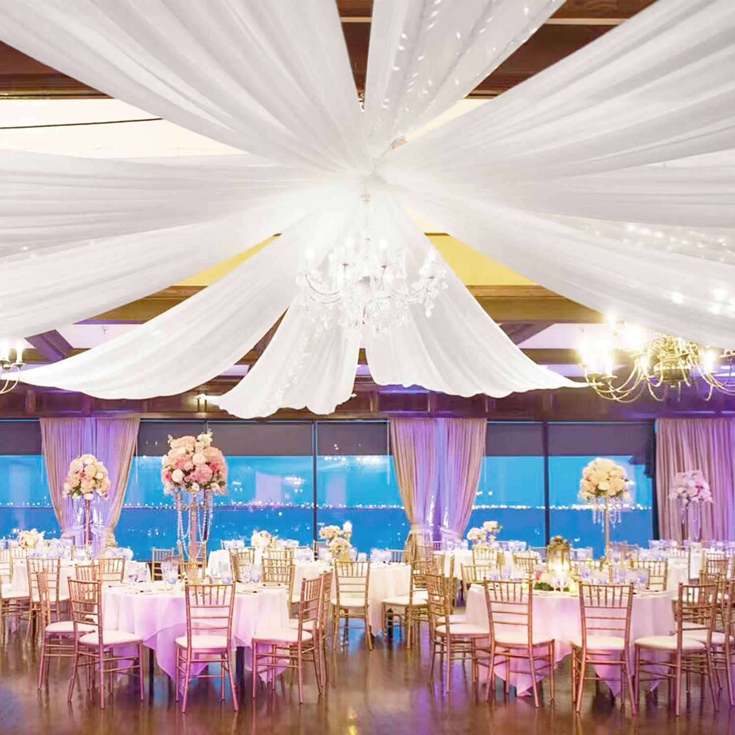 Fotsharer Ceiling Drapes For Weddings White Ceiling Drapes 5x20ft Wide |  Desertcart Seychelles, image size:1500x1500