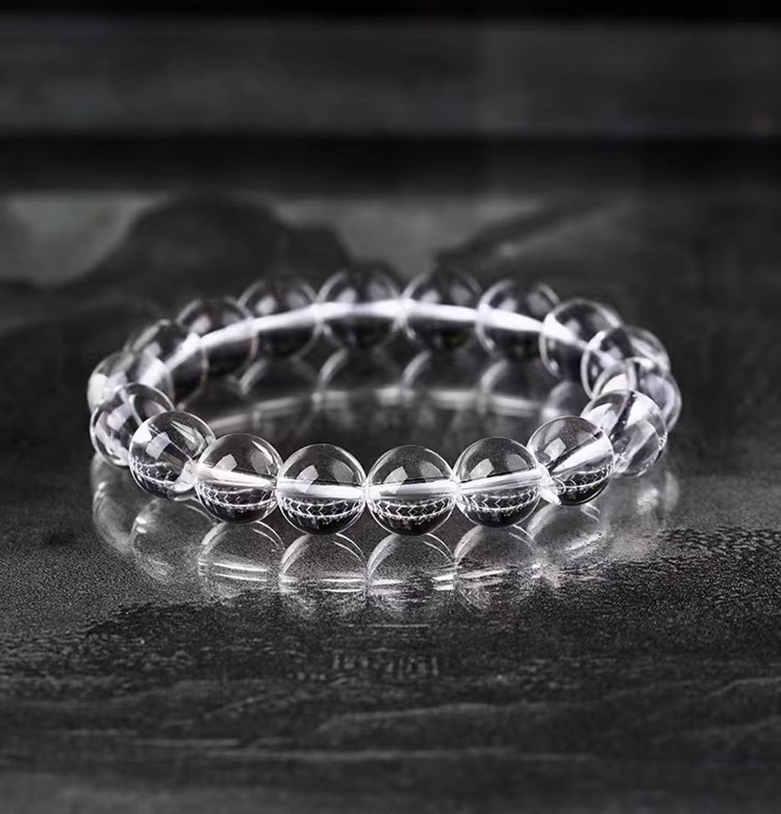 14mm, Natürliches Bergkristall-Armband für Damen und Herren, Heilendes weißes Kristallarmband, Stretch-Armband mit runden Edelsteinperlen für den Urlaub und Geburtstag
