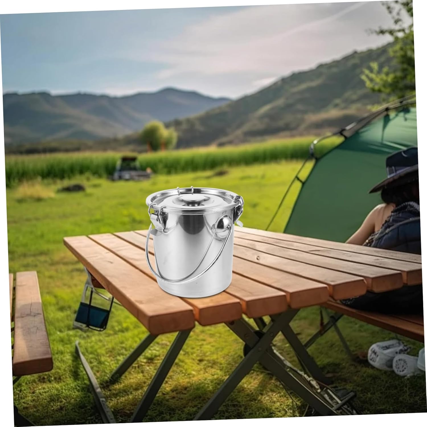 Cabilock Stainless Steel Sealed Bucket Multi-purpose Airtight Container Capacity Food Bucket Lid Storage