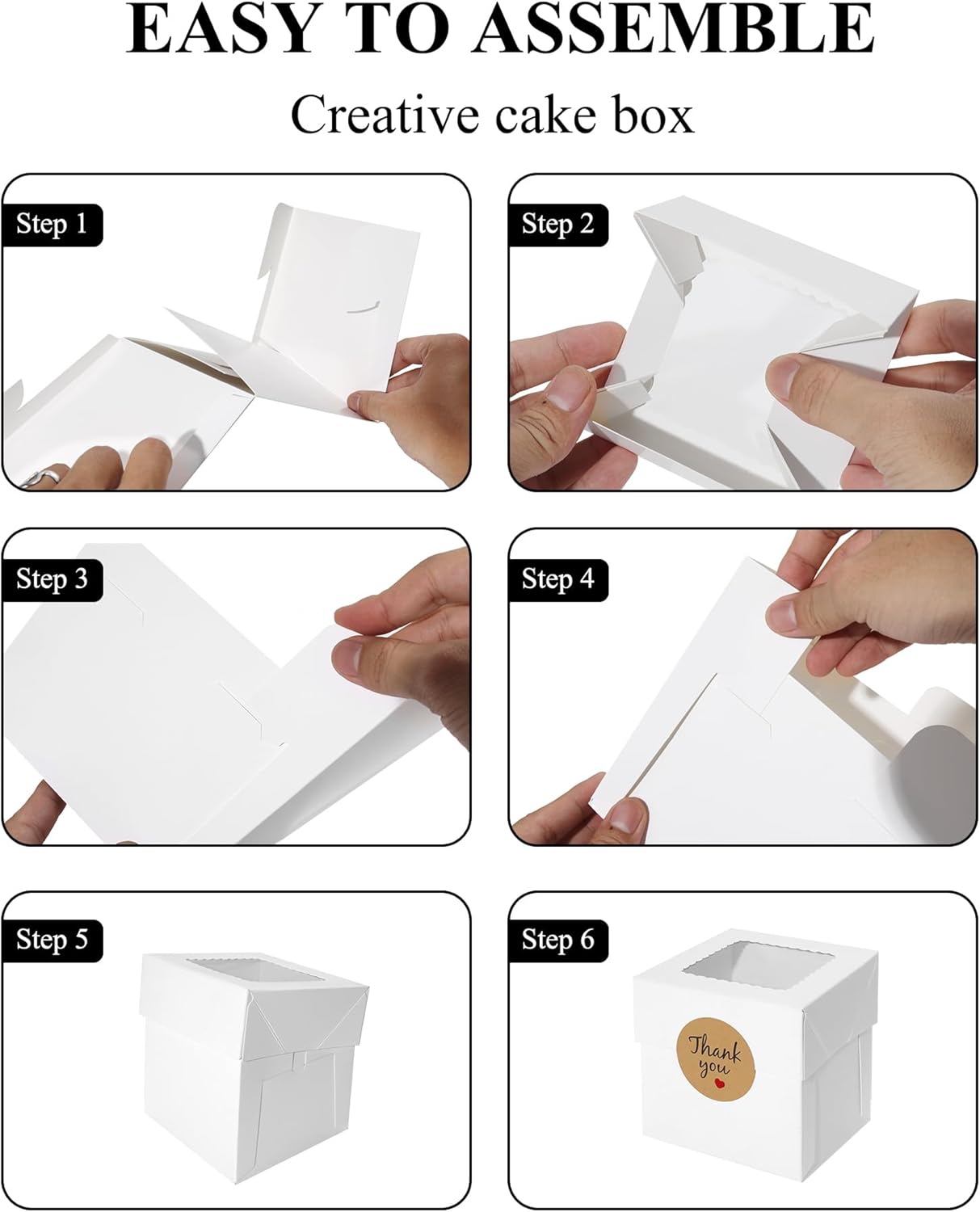 COHER Mini Cake Boxes, 4x4x4 Inches Bakery Boxes with Window, Small