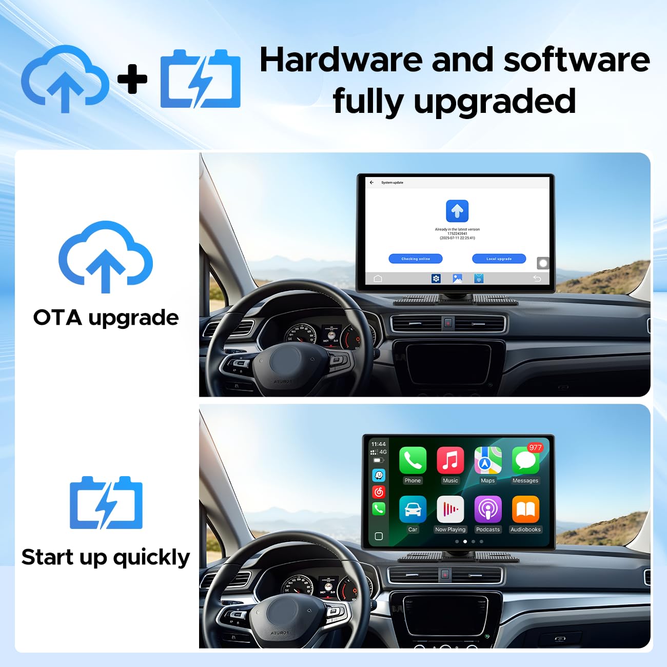 LAMTTO Net-flix Carplay Android Auto ekran samochodowy 3 w 1 z YouTube, Tiktok, ekran dotykowy 9 cali, kamera kopii zapasowej, nawigacji, asystenta głosowego, Spotify, Bluetooth, AUX, FM, OTA