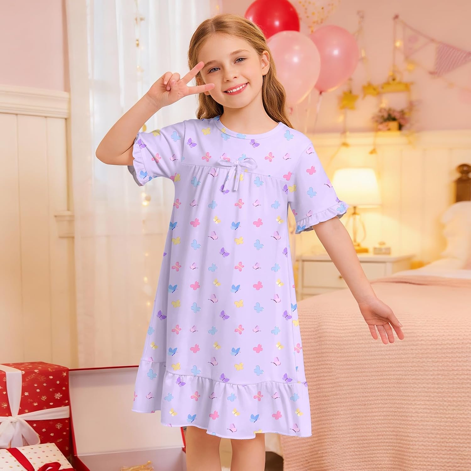 ICOSY Girls Nightgowns Toddler Girls Pajamas Princess Nightgown Clothes for Girl Casual Dress - Image 3