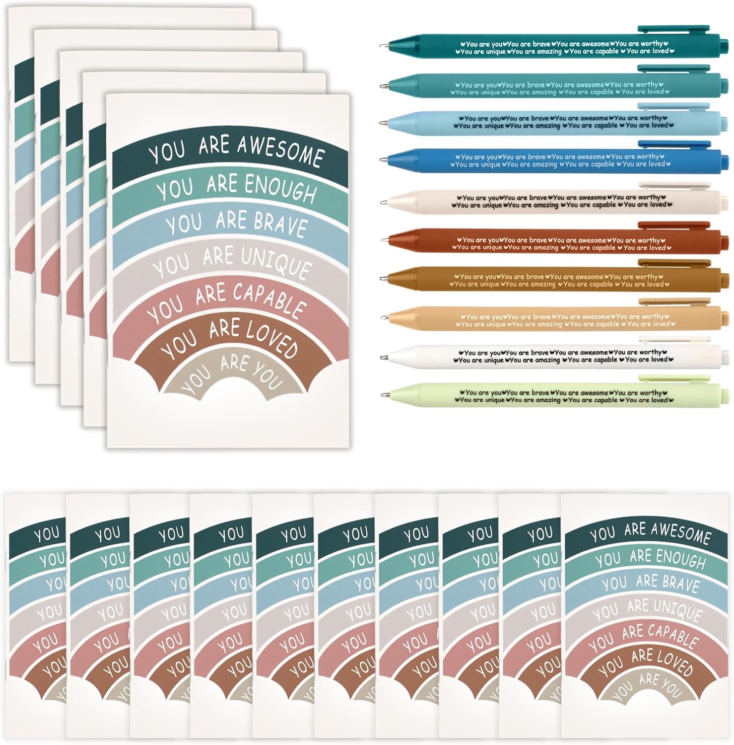 35Set Mental Health Gifts for Women, Mental Health Journal Inspirational Gifts Bulk with Inspirational Notebooks Pens Positive Affirmations Journal for Staff Coworker Teacher Stress Relief Self Care