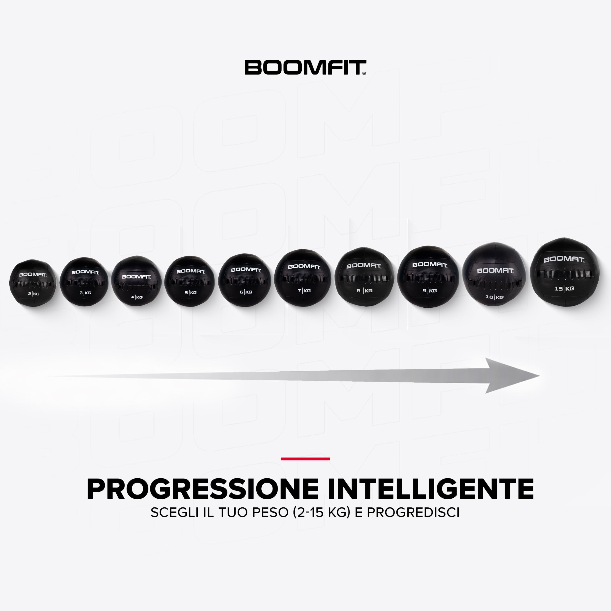 BOOMFIT Wall Ball 2-15kg | Palla Medica per Crossfit e Allenamento Funzionale | Pelle Sintetica Antiscivolo per WOD e HIIT | Attrezzatura Palestra Casa Professionale | Diametro 35cm