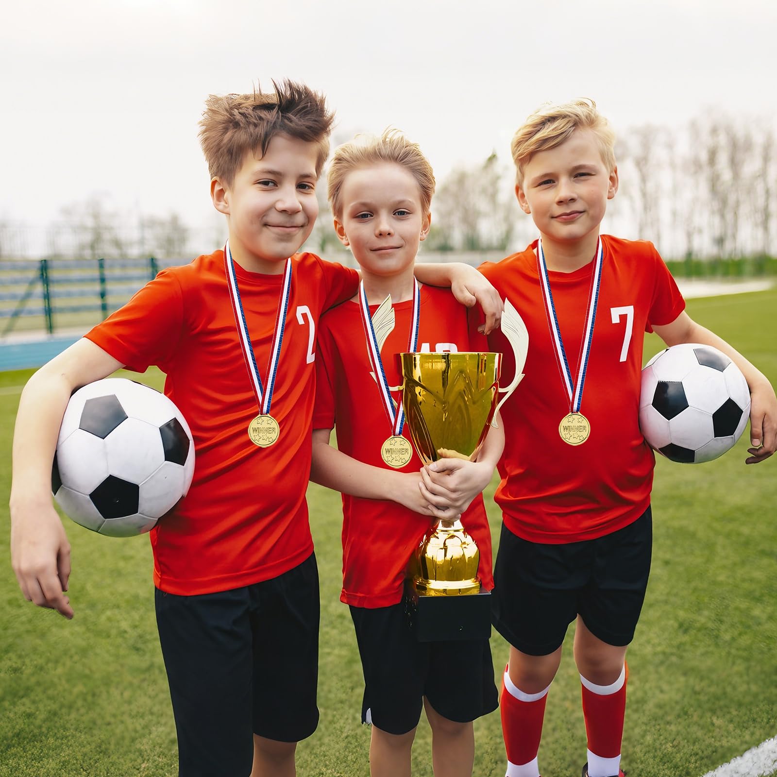 Medaglie Plastica Di Vincitore Con I Nastri Per Premi Competition 24 Pezzi, Bambini, Oro