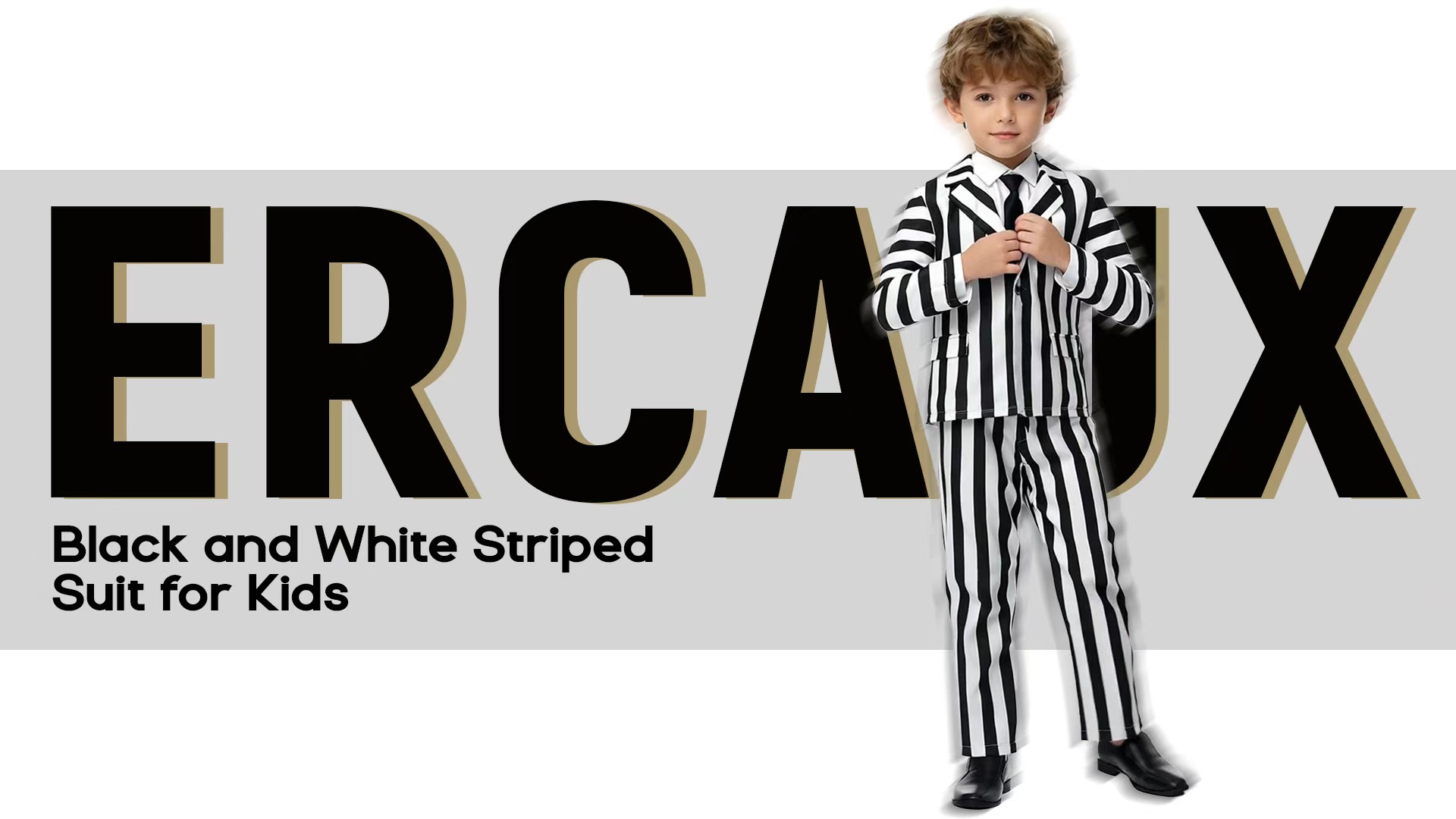 Disfraz de Rayas Blancas y Negras para Niños miniatura 7