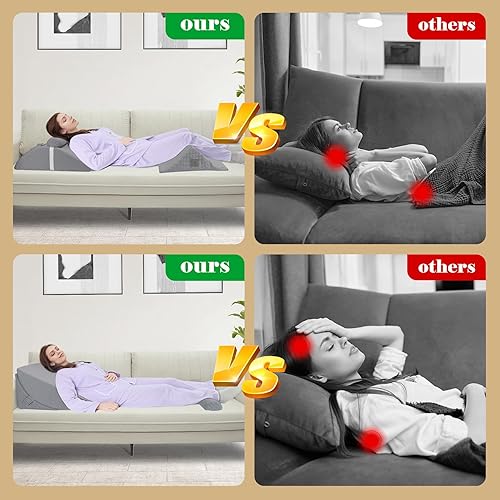 Miniatura 7 de Almohada de cuña de cama para dormir, juego de almohada de cuña ajustable para después de la cirugía, almohada triangular elevada para reflujo ácido