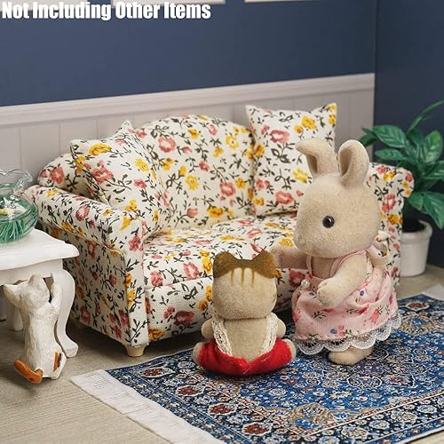 Miniatura 5 de Odoria 112 Sofá Miniatura Casa de Muñecas Muebles Accesorios, Patrón Floral