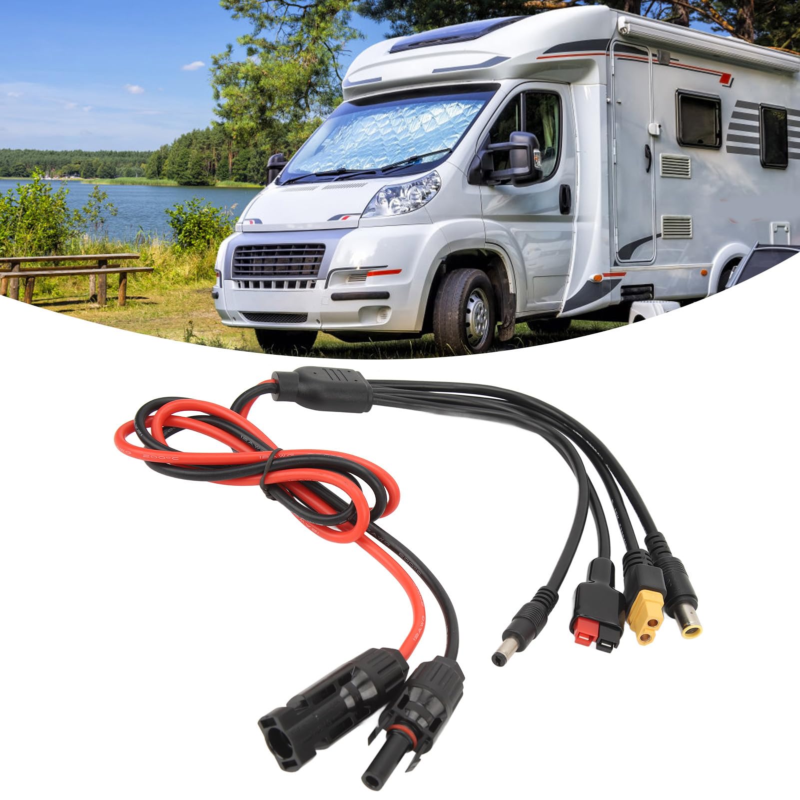 Przedłużacz Solar Anderson, 4 W 1 M.C_4 Do Złącza Anderson/Dc5521/Dc7909/Xt60 Kabel 1 M Przewód Fotowoltaiczny 30 A, Do Paneli Słonecznych Rvs