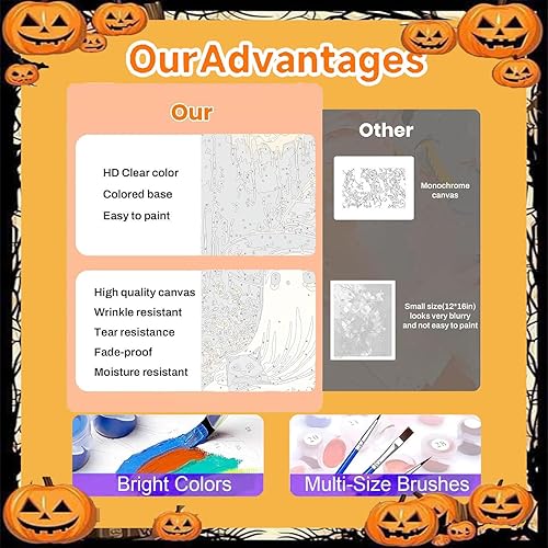 Vista 64 de xackcme Pintura de montaña por números para adultos, pintura de paisaje por número sobre lienzo sin marco, pintura al óleo de paisaje lunar