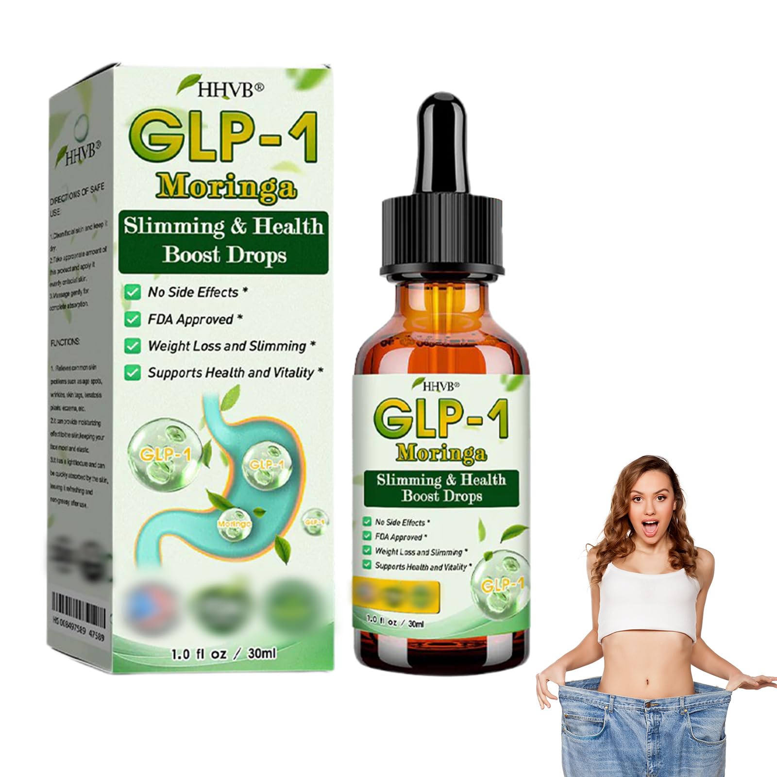HHVB GLP-1 Moringa Health Boost Drops,Fast and Easy to use,Supplement for Women & Men (1)