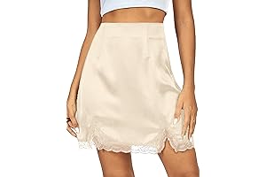 Women's Satin Lace Trim High Waist Bodycon Mini Skirt
