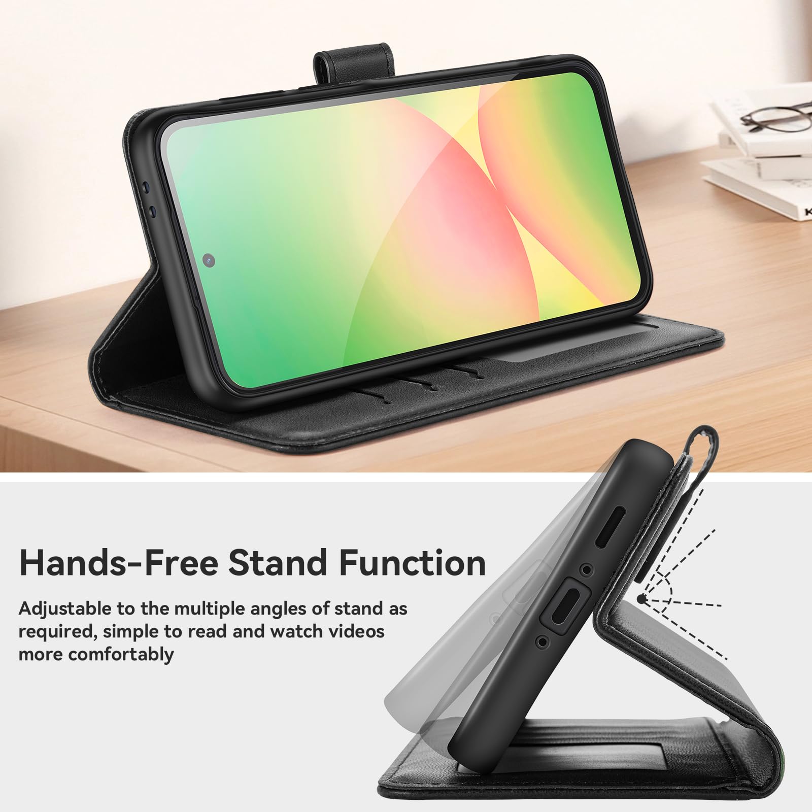 ivencase Cover per Samsung Galaxy A56 5G con Vetro Temperato [Premium Pelle] [Funzione Stand] Slot Scheda Antiurto Magnetico Wallet Flip Case Protettiva Custodia per Samsung Galaxy A56 5G, Nero