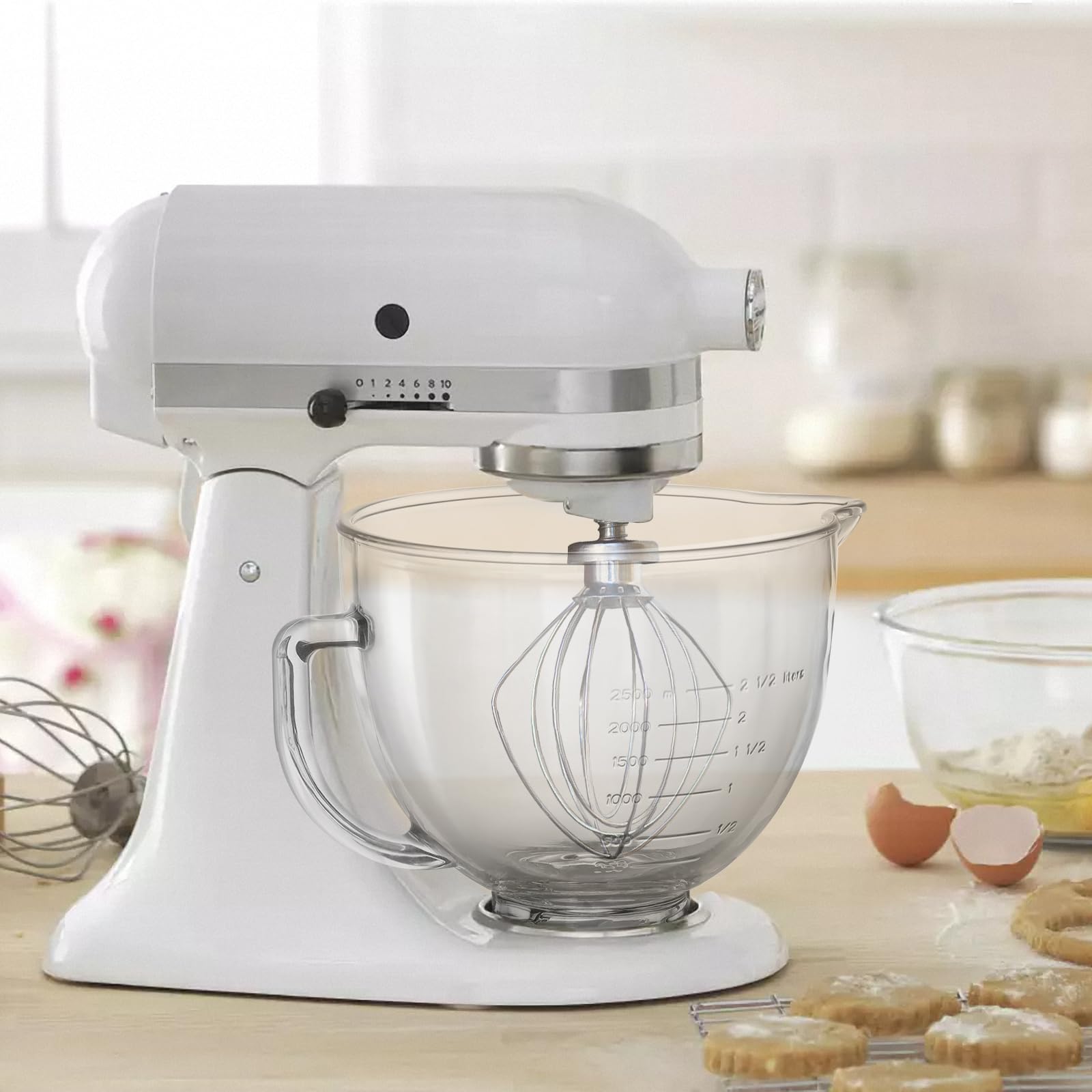 Skelang vaso mezclador, vaso mezclador con asa y pico vertedor, accesorio para batidora, compatible con las batidoras de cabezal inclinado KitchenAid de 4,5 y 5 cuartos