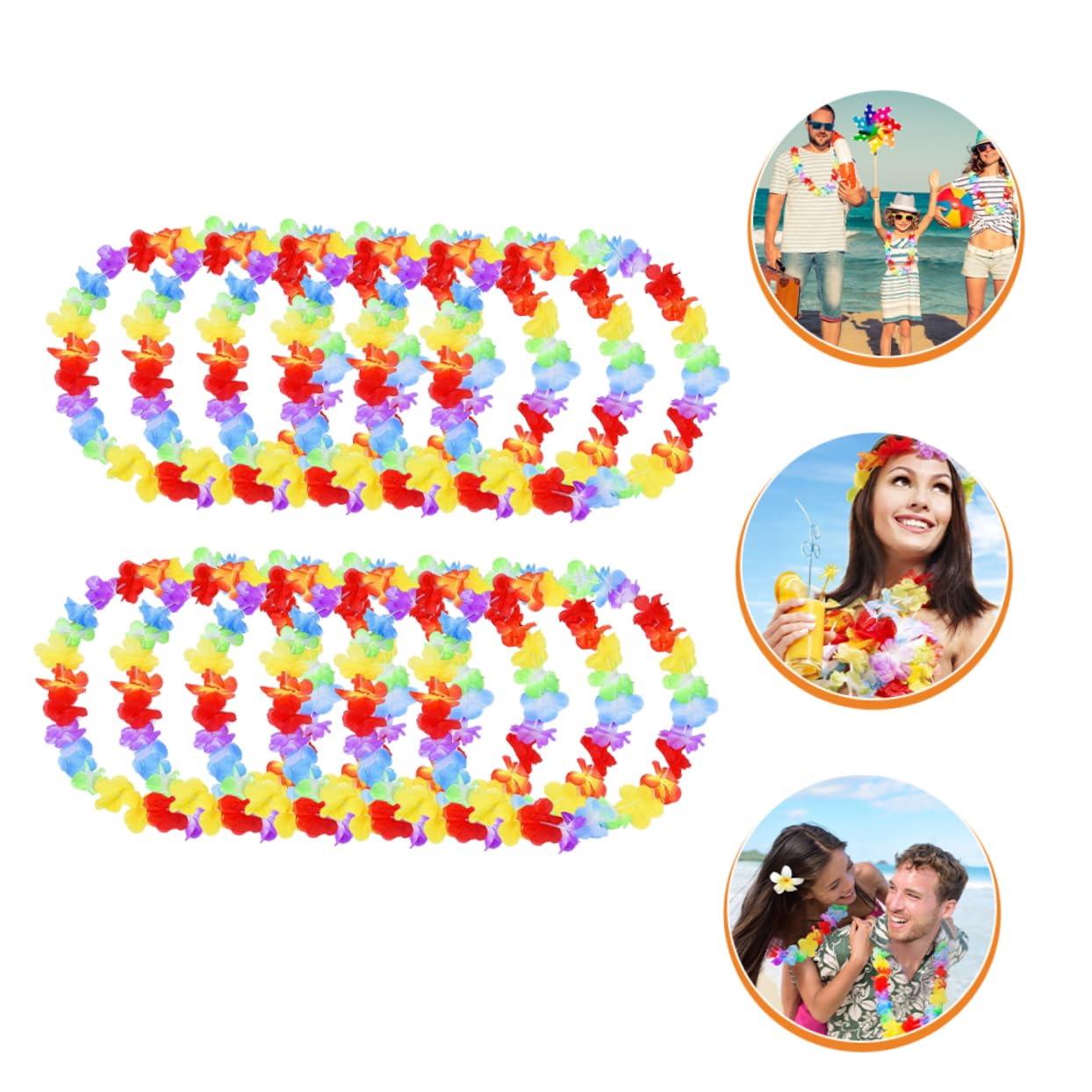 KOMBIUDA 50pezzi Ghirlande Hawaiane in Stoffa Decorazioni Tropicali Per Feste Luau Articoli Per Feste in Spiaggia Colori Delicati e Duraturi Adatte Tema