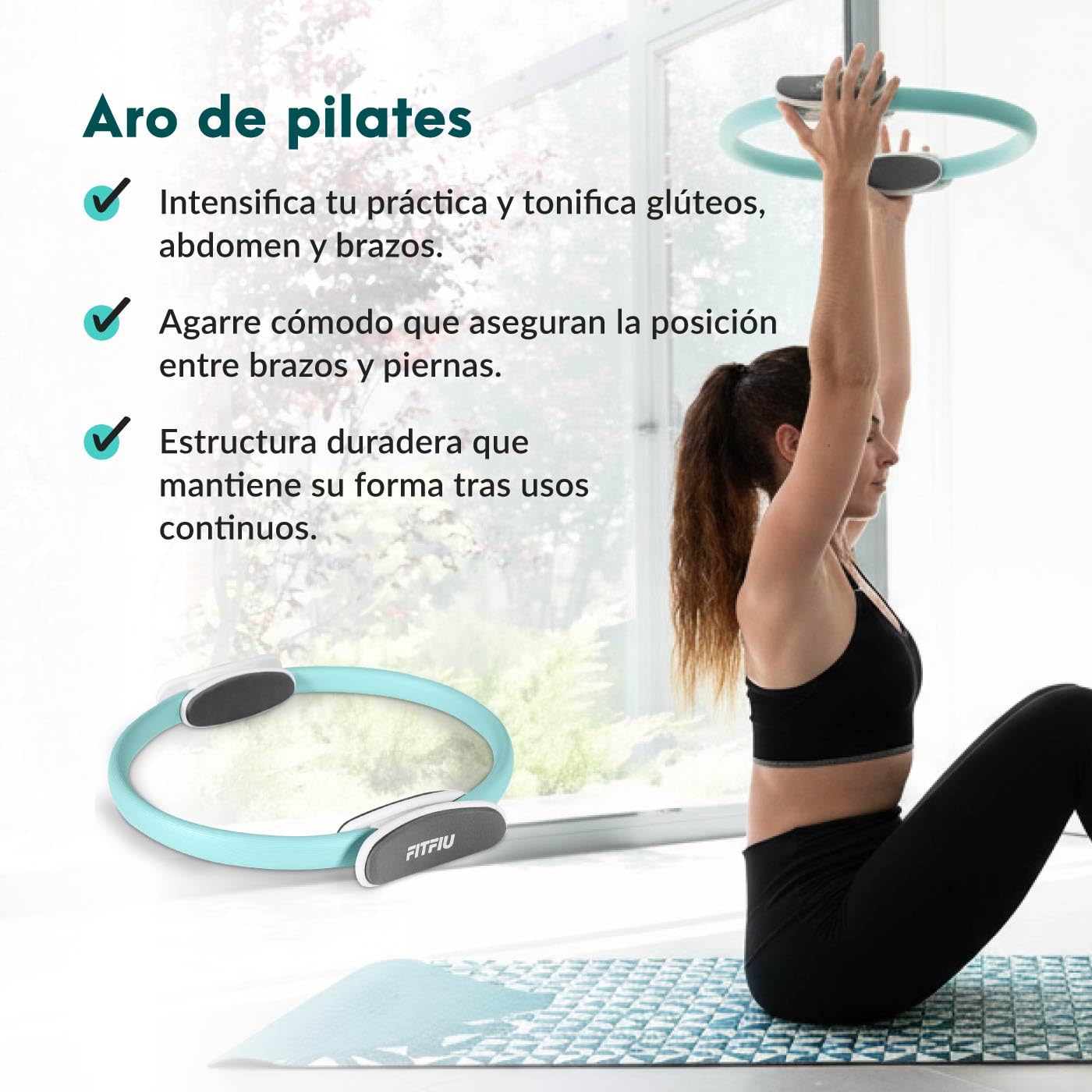 Set de Pilates con Esterilla y Correa FITFIU Fitness KITWELL con Accesorios para Yoga y Guía de Ejercicios Wellness