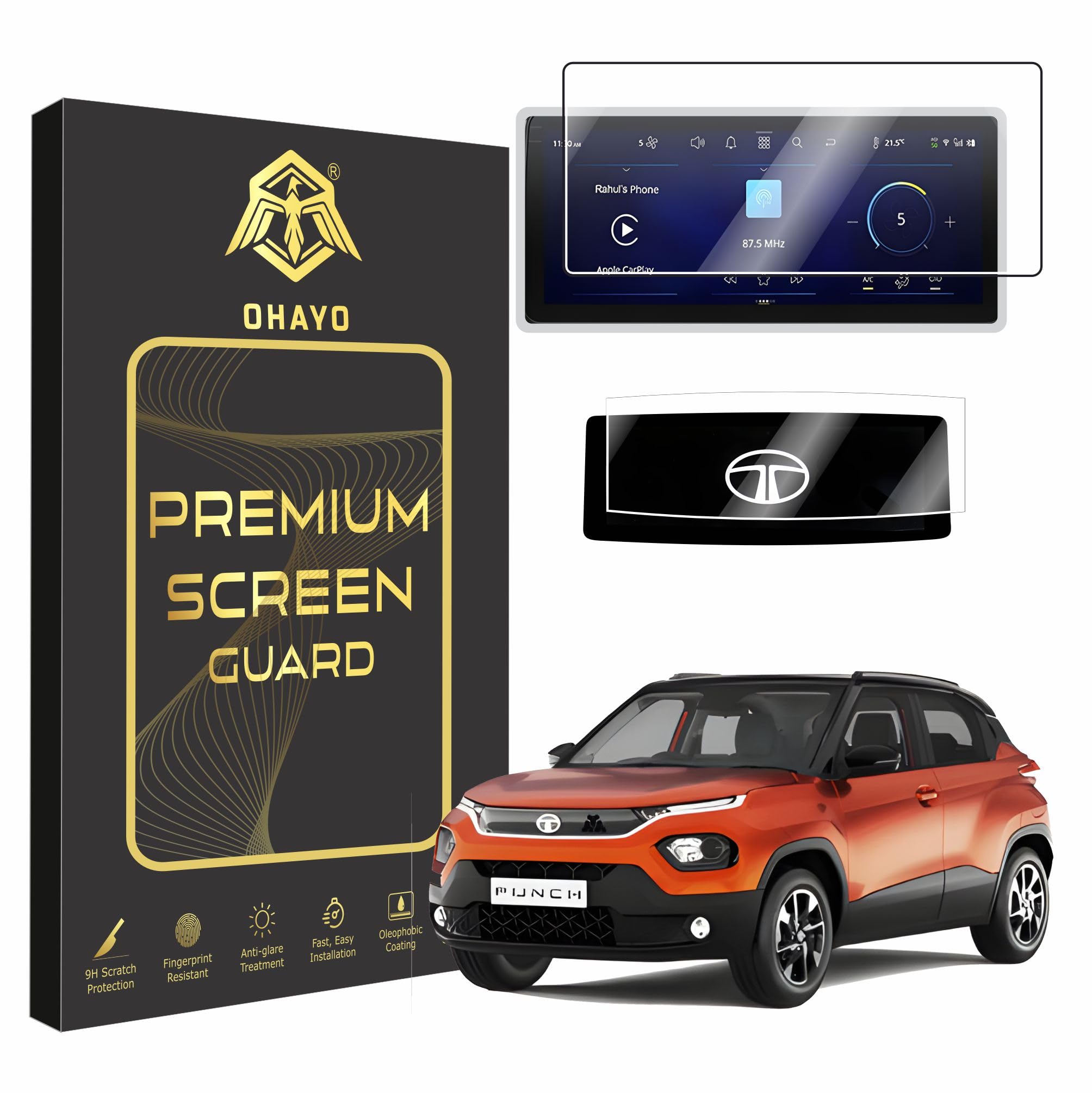 OHAYO 2 Pack 9H Hard Screen Protector for Tata Punch 2026 Facelift 10.25 Inch Infotainment Touchscreen & Steering Cluster Panel | Compatible with Accomplished & Accomplished+ S Models | Military Strength Scratch Resistant HD Clarity Car Display Guard | Water Resistant Protective Film Accessory | Not Tempered Glass-image-29