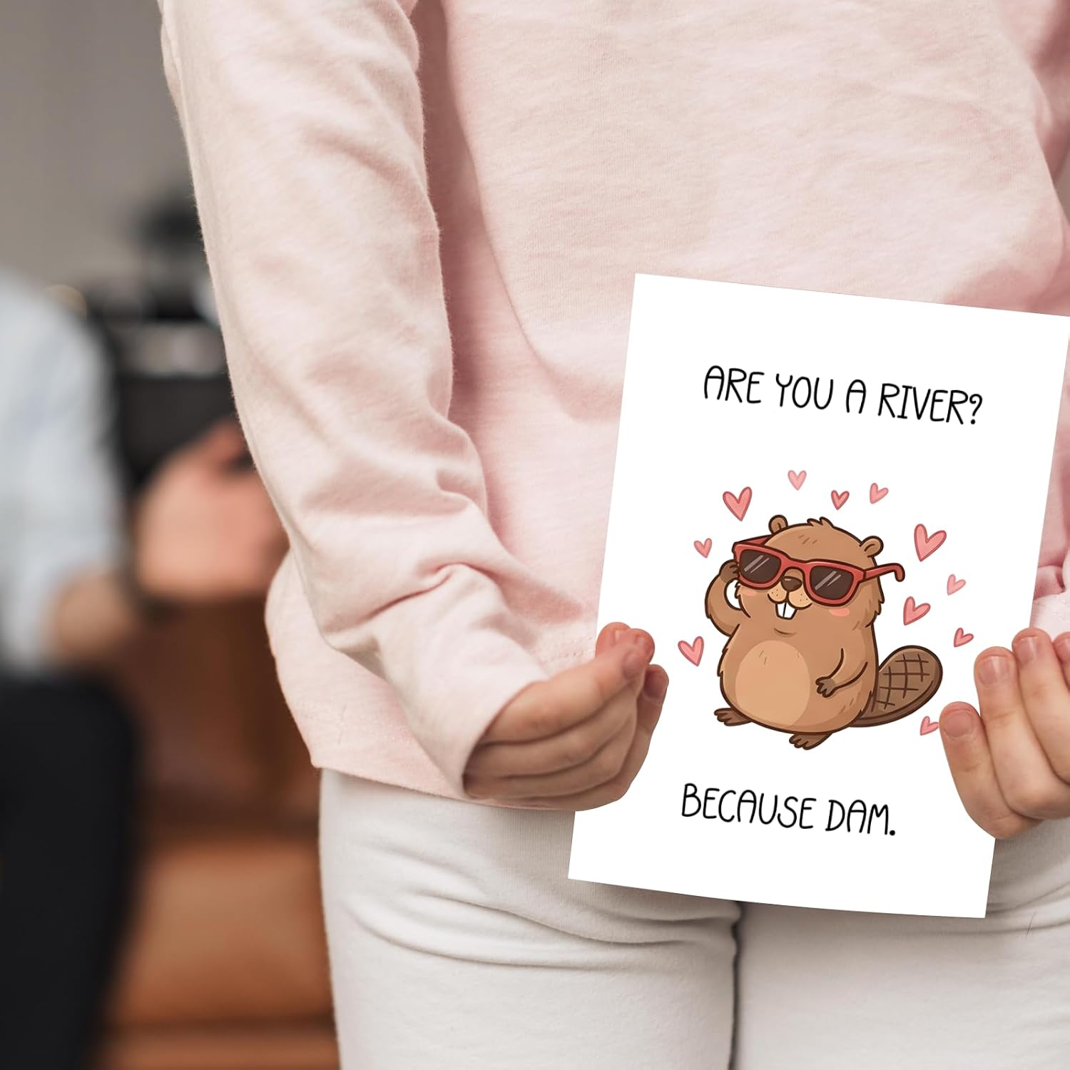 Funny Beaver Love Card, Humorous Wedding Anniversary Card for Husband Wife Boyfriend Girlfriend Partner, Romantic Anniversary Cards Gift.
