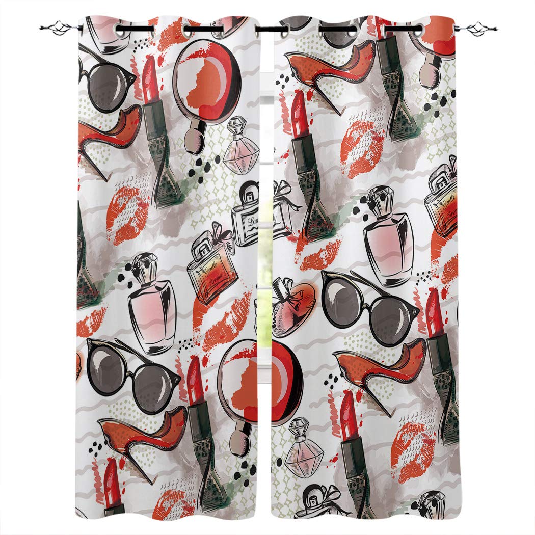 Amazon カーテン 遮光 カーテン 2枚組 手描き モダン 女性 イラスト ドレープカーテン 断熱 小窓 寝室 出窓 リビング おしゃれ Uvカット 省エネ 防音 保温カーテン 昼夜目隠し 幅100cm丈215cm 2枚組 カーテン オンライン通販