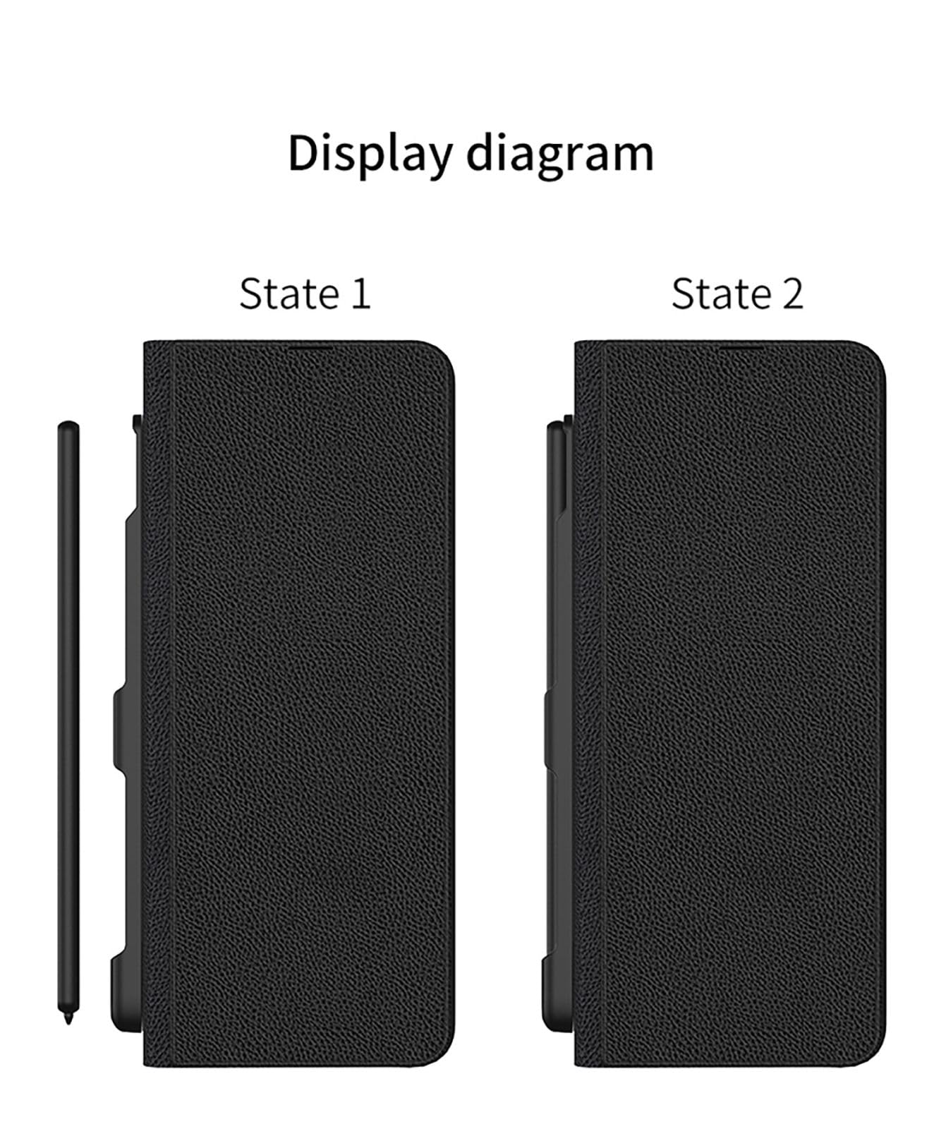 für Galaxy Fold5 Flap Ständer Klapphüllen + Glasfolie Magnetic Flip Leder Case,Pen Slot Kickstand Folio Cover für Samsung Galaxy Z Fold5(6)