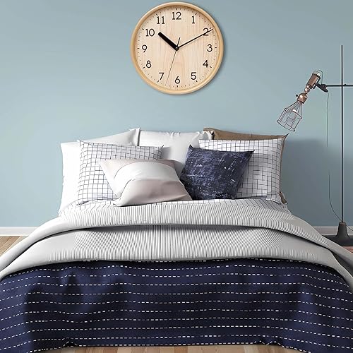 Miniatura 7 de Reloj de pared de 10 pulgadas, silencioso, decorativo, rústico, analógico, de cuarzo, funciona con pilas, para dormitorio, sala de estar, cocina,