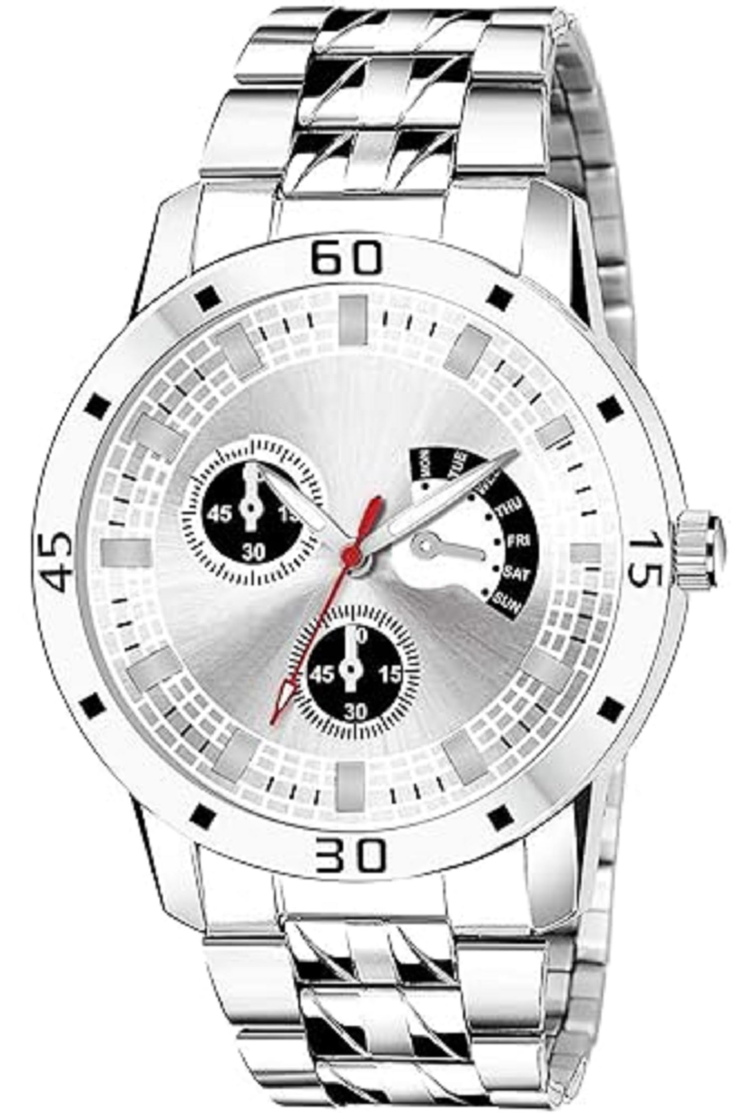 Viser Alluring Analogue Dial Stainless Steel Strap Graceful Stylish Wrist Watch for Men and Boys, Pack of 1 - Stainless Steel (Silver) (B0CSZ88VTZ) Amazon Price History, Amazon Price Tracker