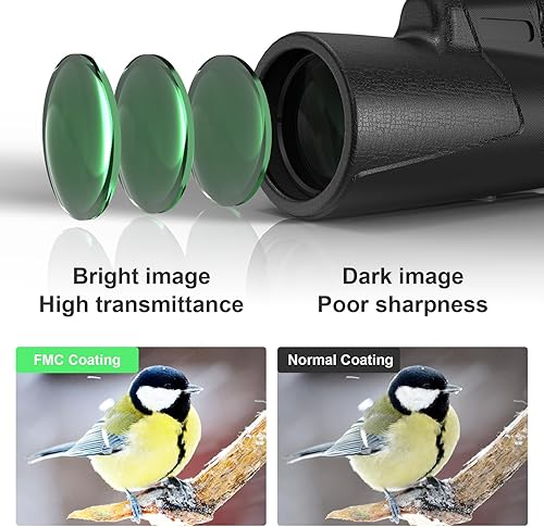 Miniatura 4 de Telescopio monocular de 12 x 42 para adultos, monoculares compactos HD de alta potencia, telescopio portátil de mano con prisma BAK4 y lente FMC