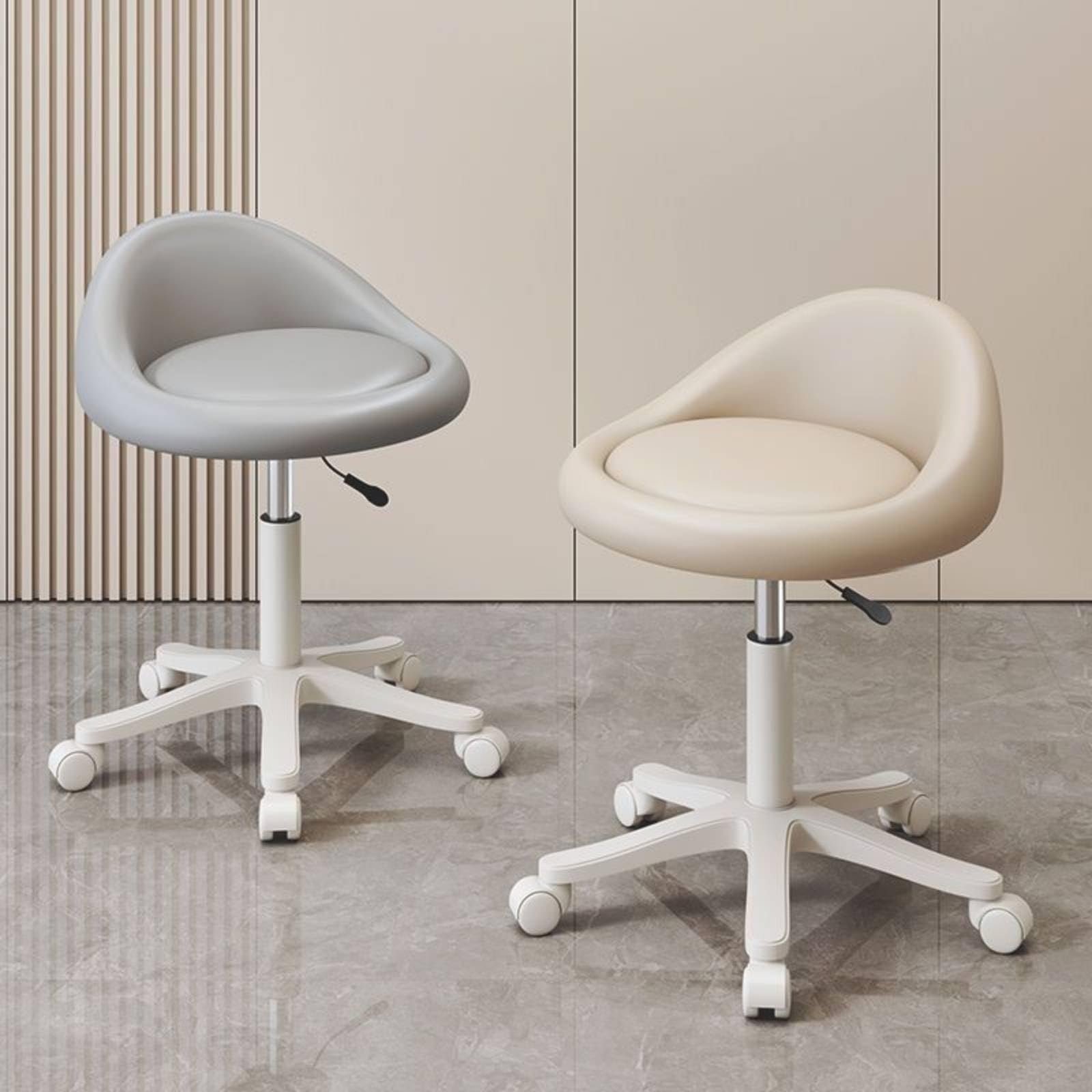 Sedia da Toeletta Regolabile Poltroncina Sedia Poltrona Seduta con Schienale Curvo Basso E Rivestimento Liscio con Cuscino Imbottito E Mobilità a, Regolabile, Marrone Caramello
