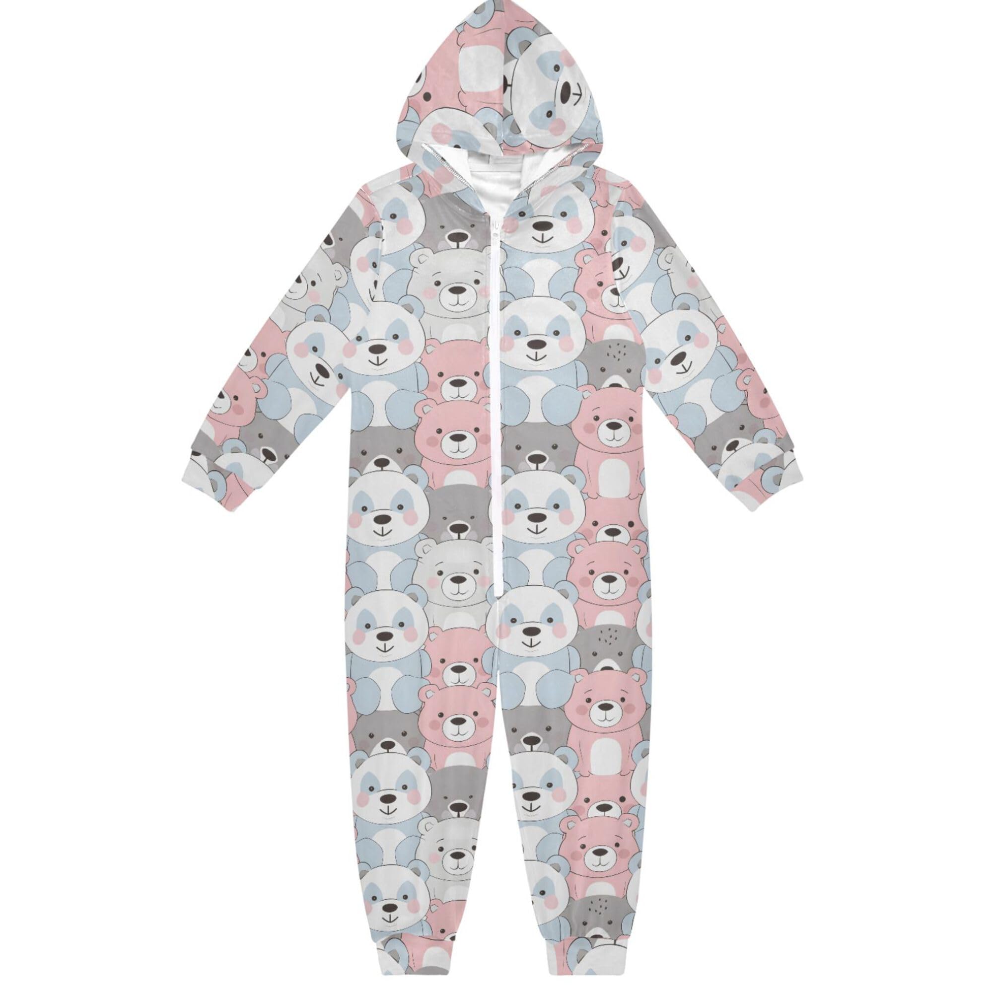 ALAZA Pigiama intero in flanella con cappuccio e cerniera, tuta coordinata per bambini con pollo, morbida e calda, abbigliamento sportivo per la casa, 5-6T