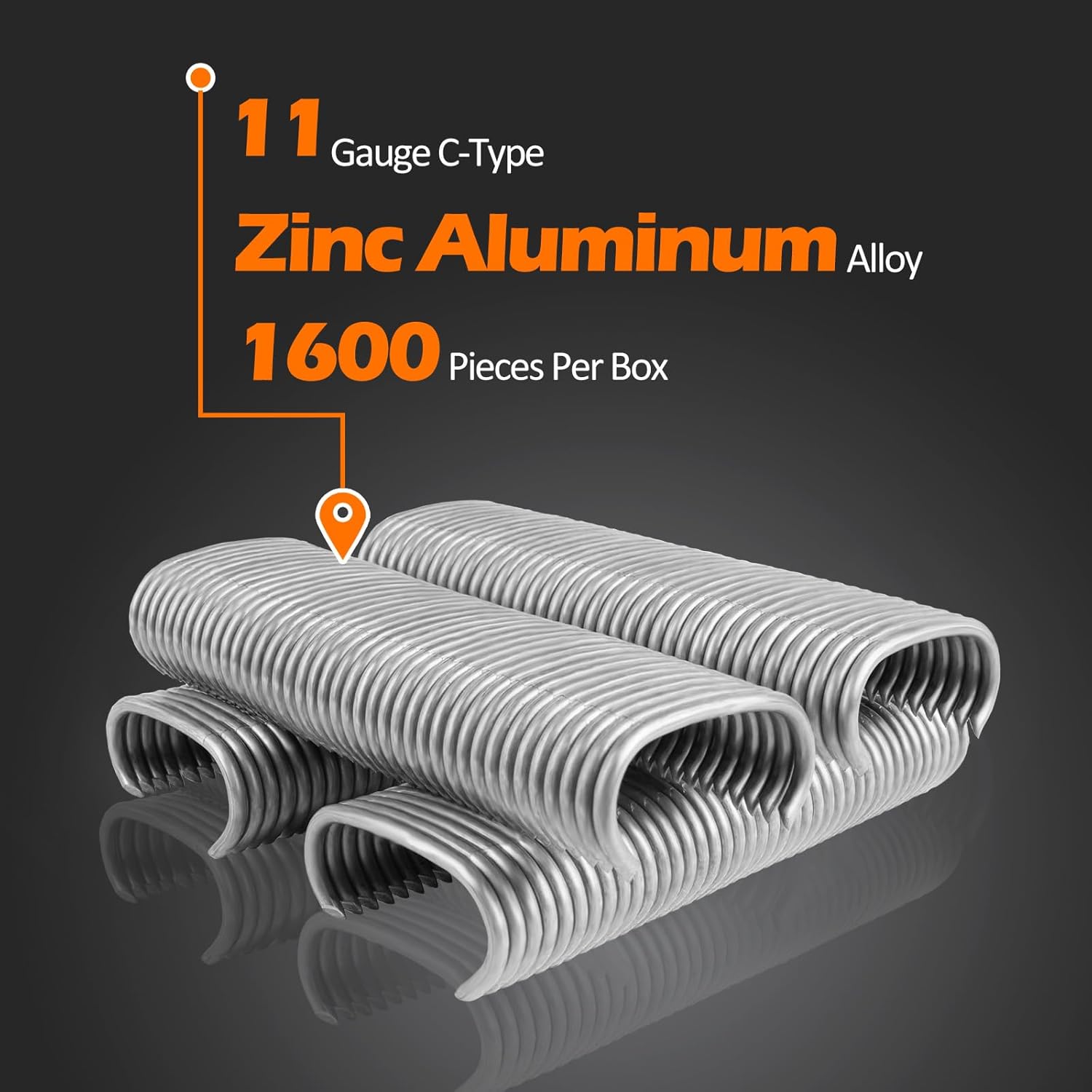 C50 11 Gauge Zinc-Aluminum Alloy Hog Rings Staples 1-1/2-Inch Crown, 13.5-14mm Diameter C Rings for Wire Cages, Fencing, Gabion (Standard Strength)