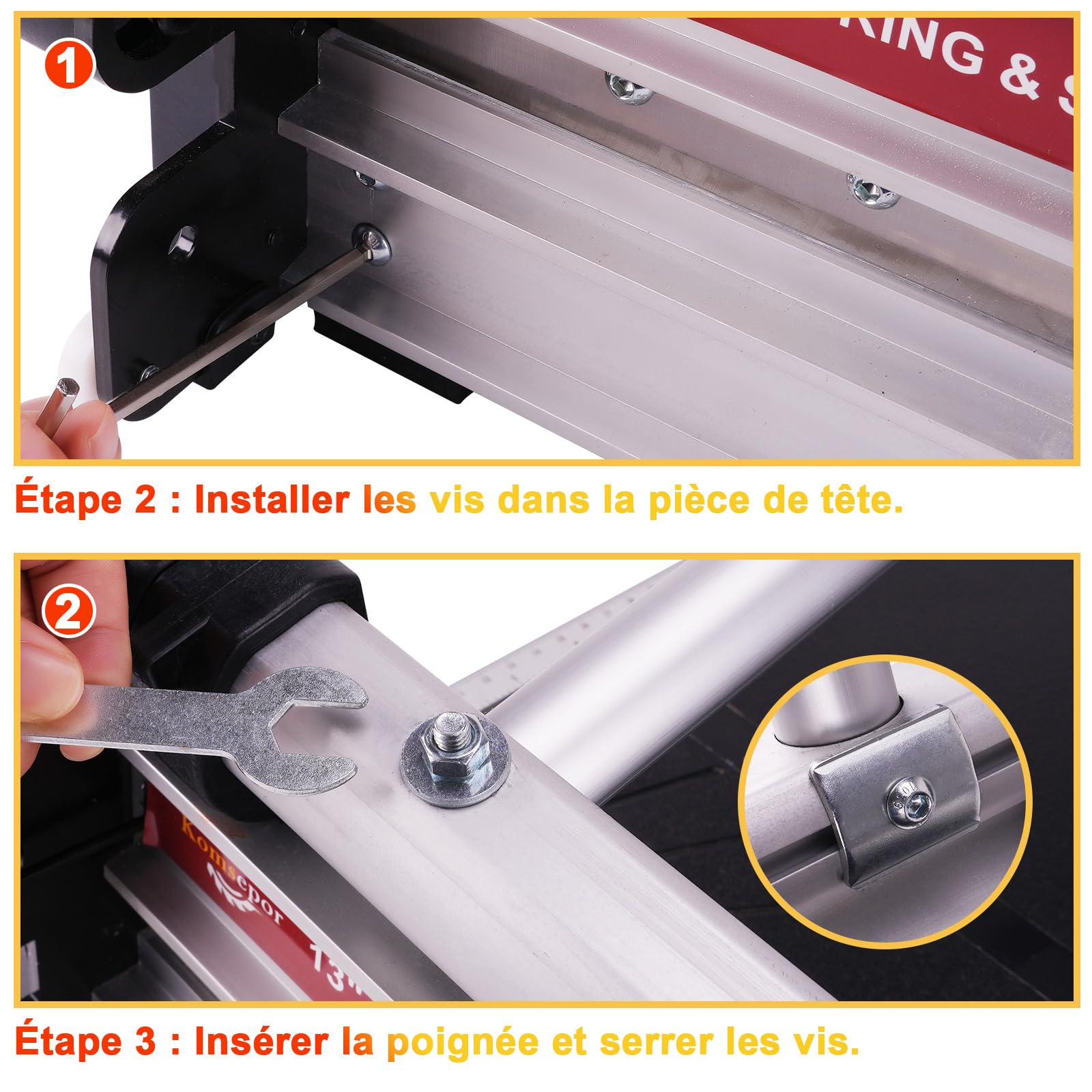 Komsepor 13" Découpeur de parquet avec angle de précision intégré pour PVC, WPC, LVT, SPC, VCT, stratifié, bardage et autres ; 16 mm d'épaisseur maximum (type carré)