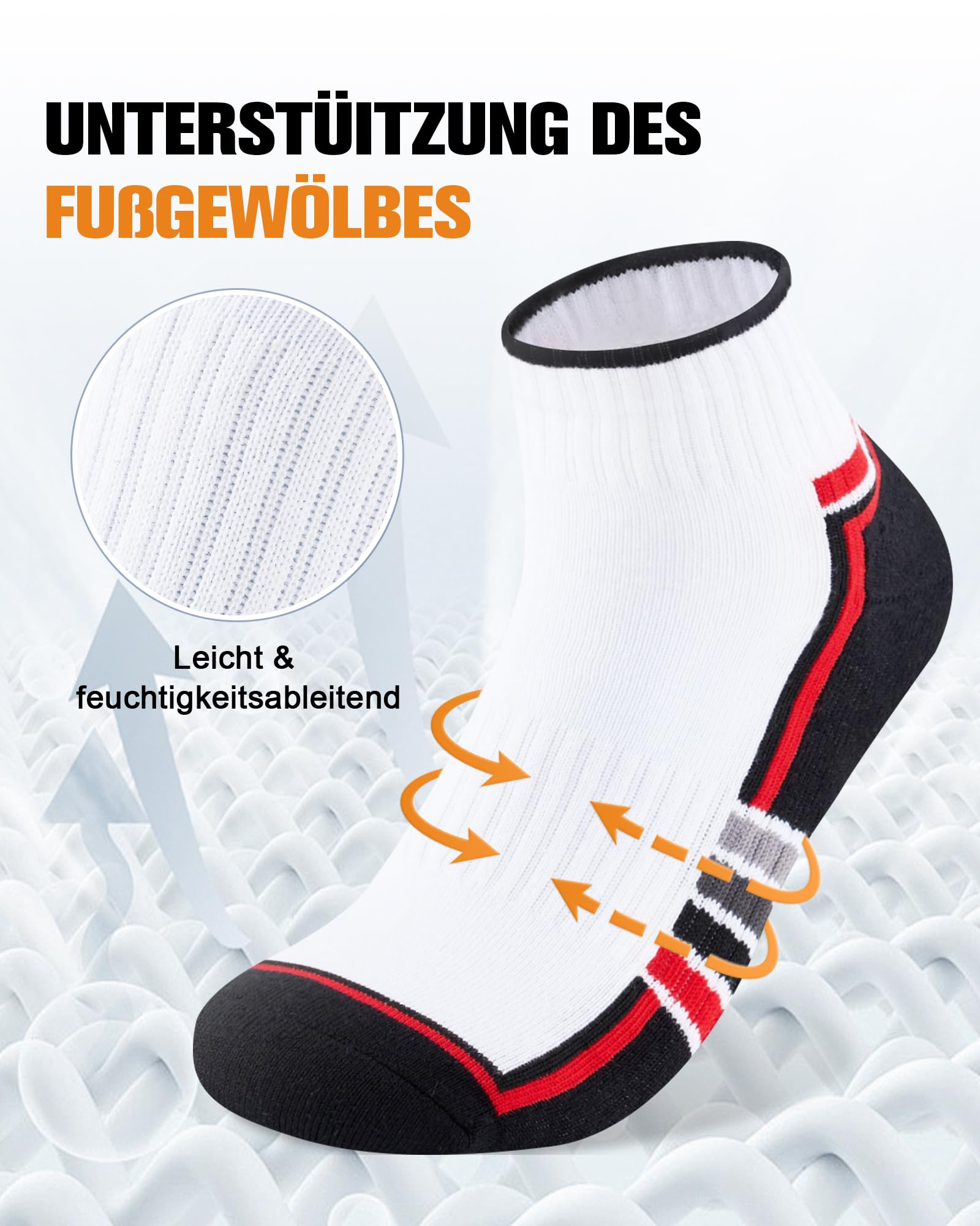 Calcetines deporte hombre calcetines cortos algodón transpirables de verano para running, deporte, correr, casa, trabajo, con suela de felpa,6/10 Pares — view 5