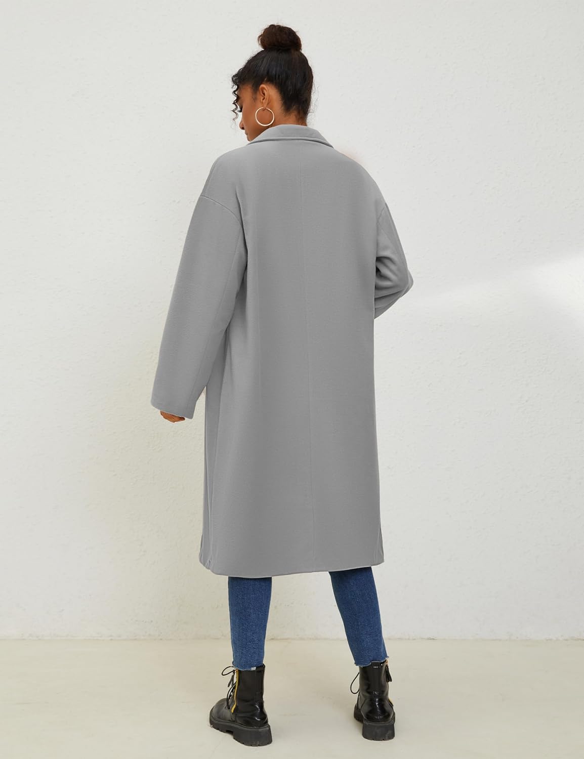 UANEO Women's Wool Blend Coat Oversized Double Breasted Long Trench Overcoat Winter - Image 5