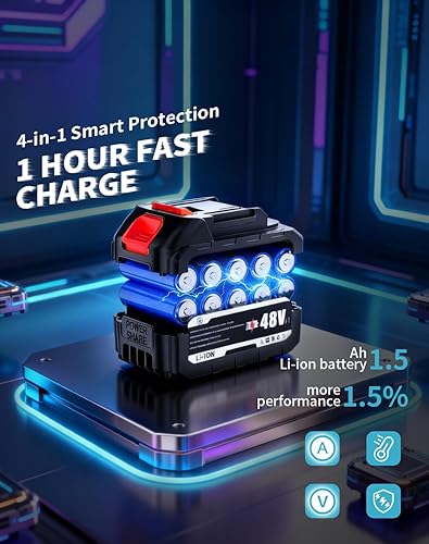 Miniatura 4 de Llave de impacto inalámbrica de 48 V, pistola de impacto de 1/2, pistola de impacto de alto par sin escobillas de 4 velocidades con luz LED, llave